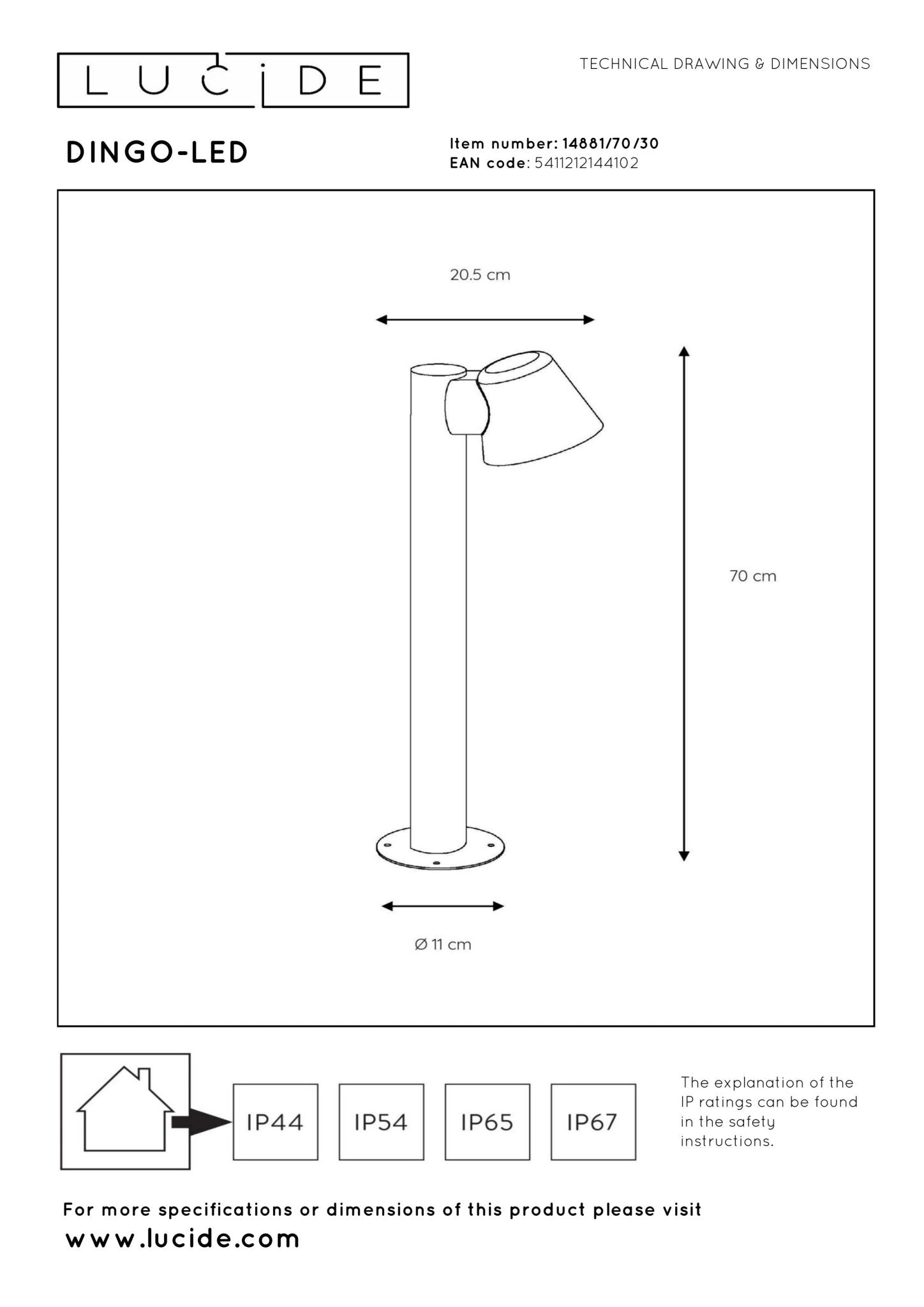Dingo - Led, pollararmatur, antracit - 20,5 cm - Utomhus Golvlampor - Dingo - Led, pollararmatur, antracit - 20,5 cm - 