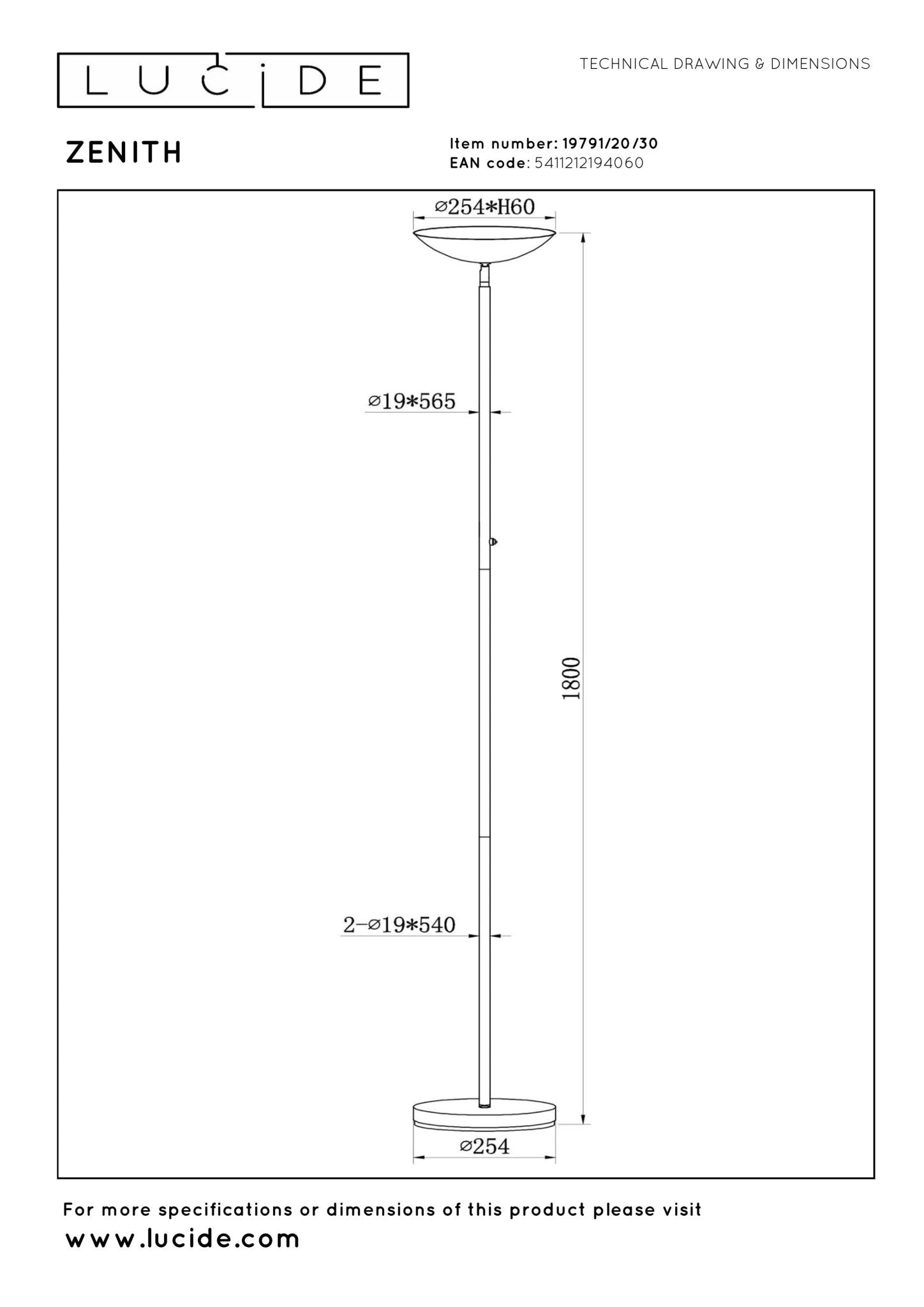 Zenith, golvlampa, svart - 25,4 cm - Golvlampor - Zenith, golvlampa, svart - 25,4 cm - 