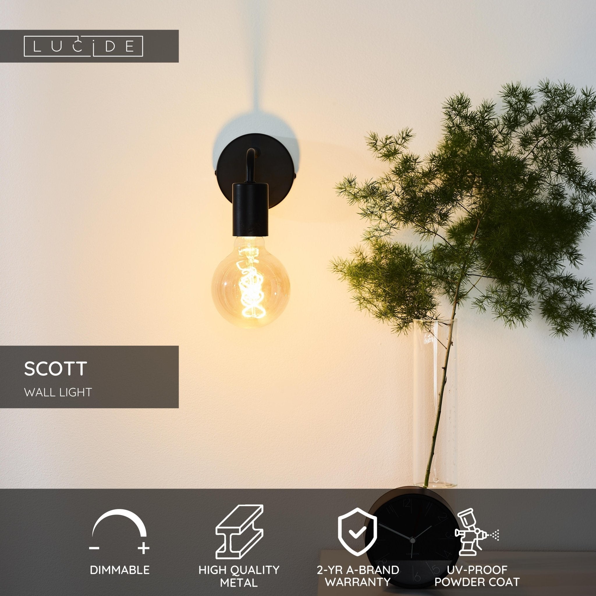 Scott, Vägglampor, svart - 10 cm - Vägglampor - Scott, Vägglampor, svart - 10 cm - 
