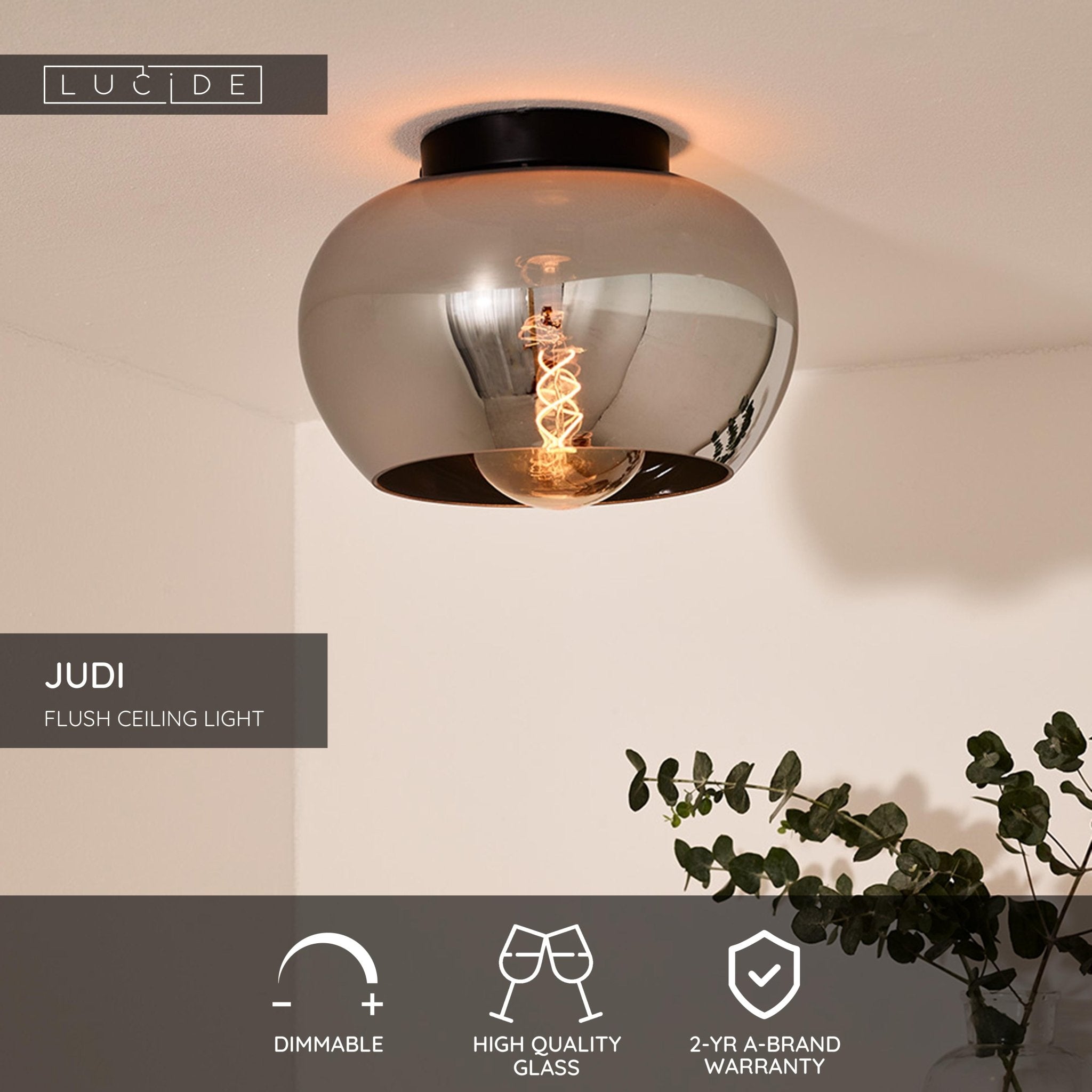 Judi, taklampa, rökgrå - 30,5 cm - Taklampor - Judi, taklampa, rökgrå - 30,5 cm - 