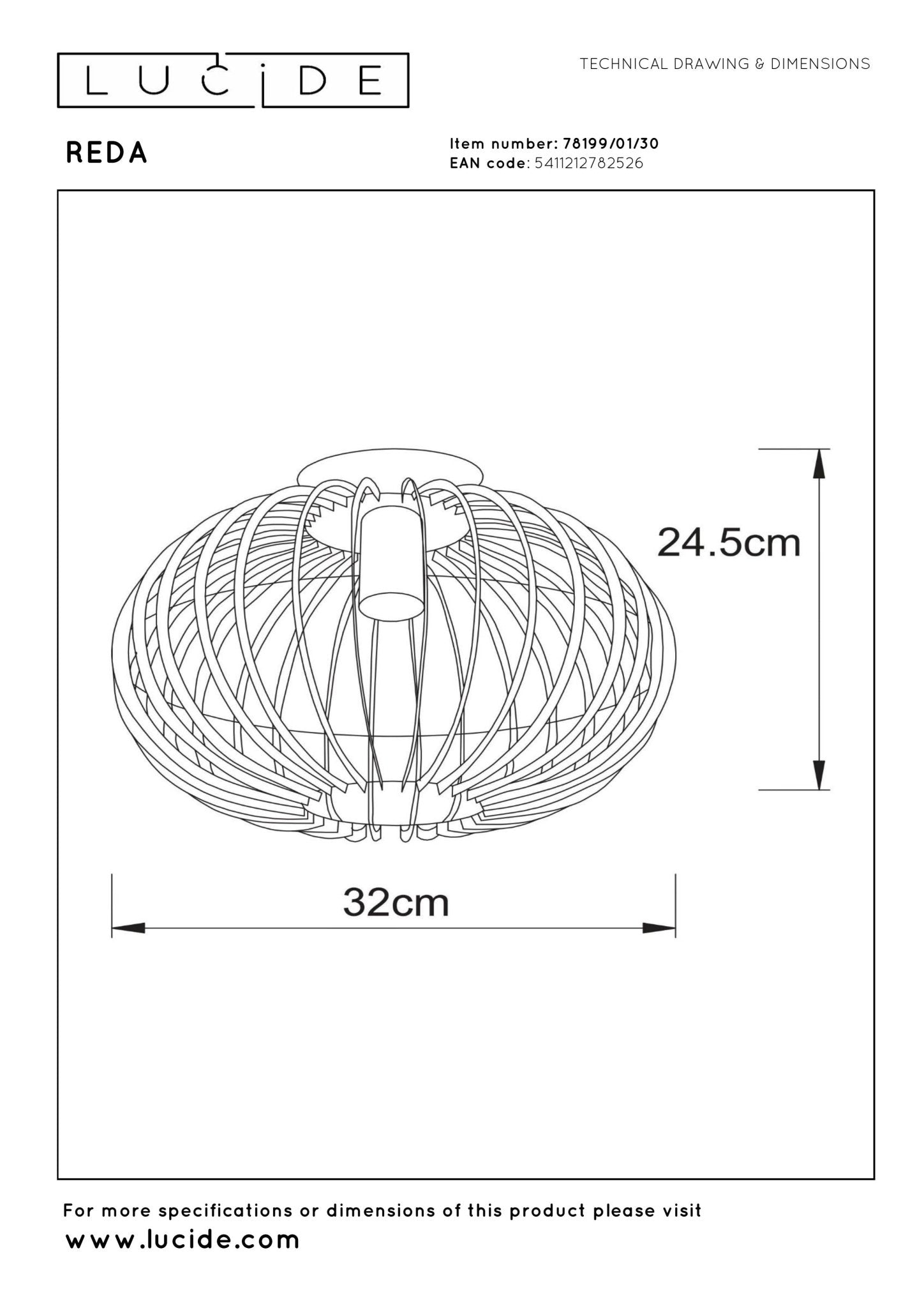 Reda, taklampa, svart - 32 cm - Taklampor - Reda, taklampa, svart - 32 cm - 
