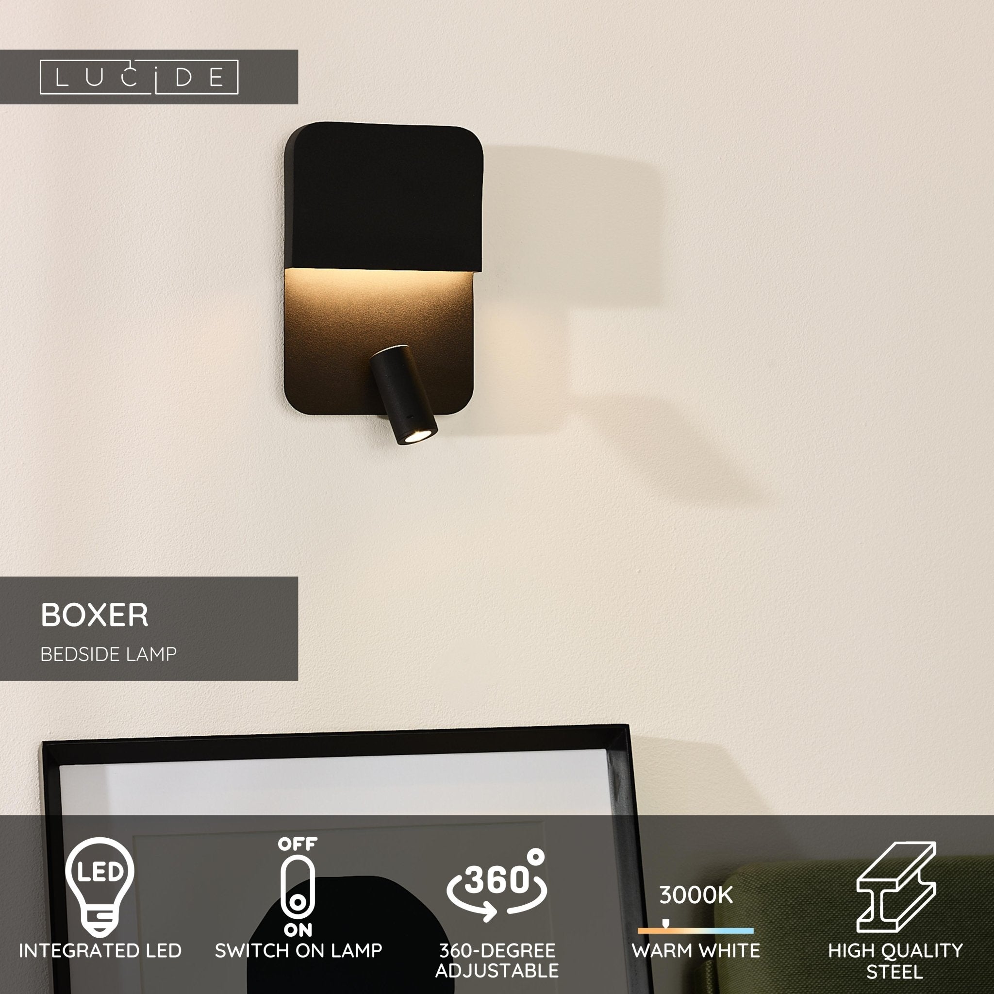 Boxer, Vägglampor, Svart - 13,5 cm - Vägglampor - Boxer, Vägglampor, Svart - 13,5 cm - 