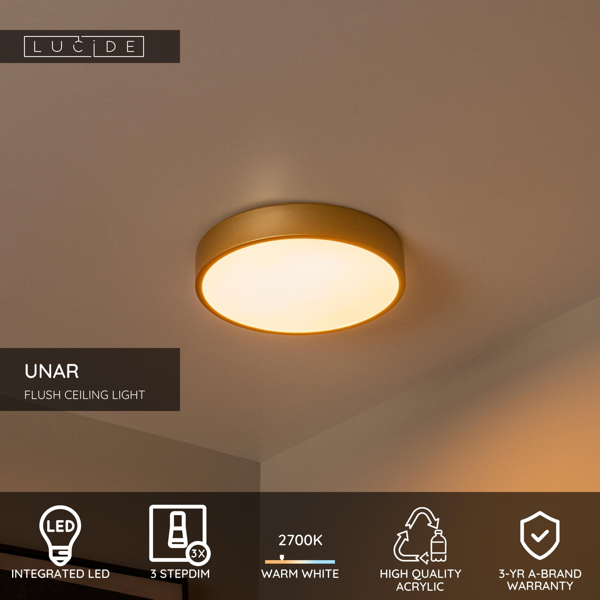 Unar, taklampa, matt guld/mässing - 30 cm - Taklampor - Unar, taklampa, matt guld/mässing - 30 cm - 