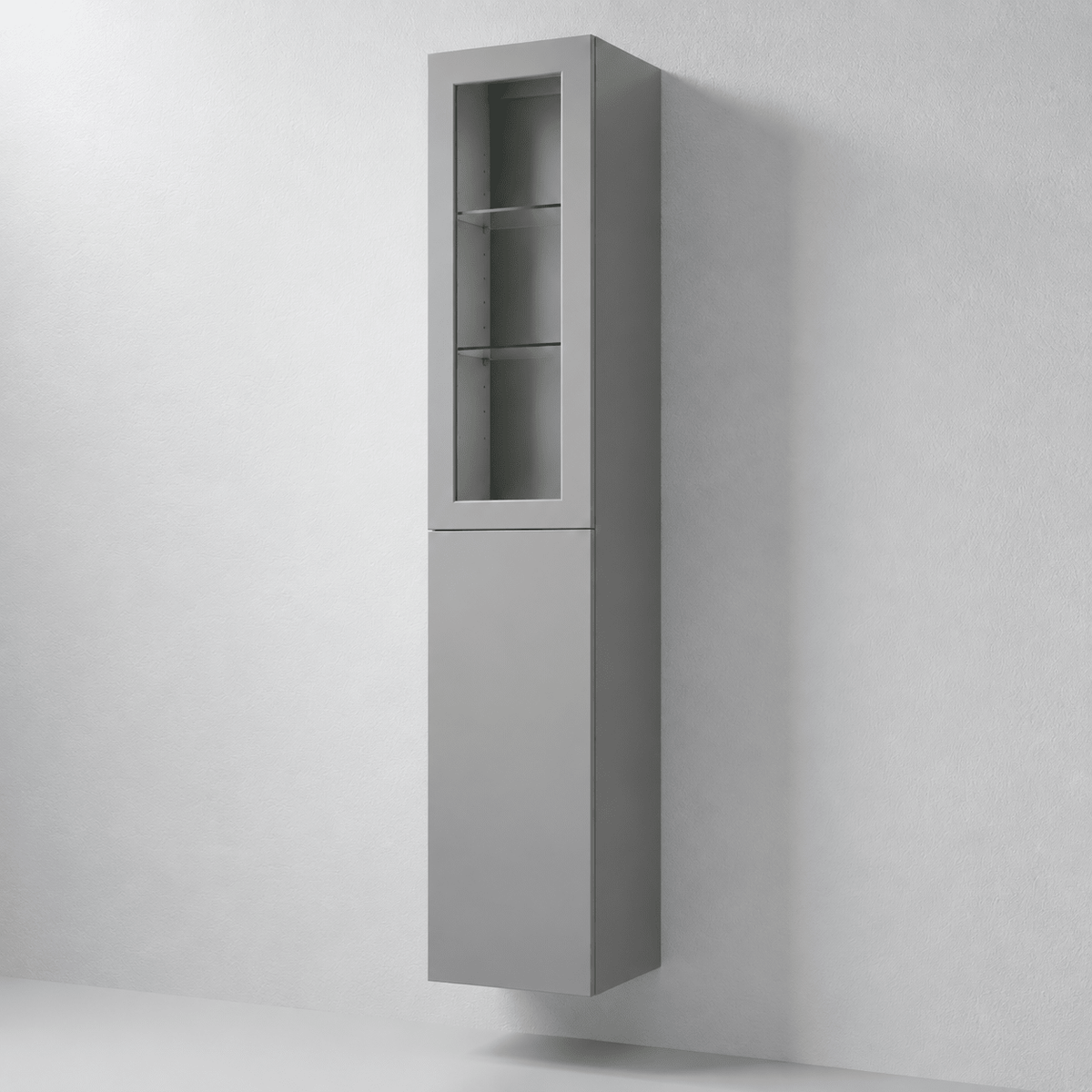 Tall Cabinet with Classic Door and Glass Door - 35x32x174 cm - Matt Grey - Oslo - MASTERSTORE - 8595677182002 - Tall Cabinets - 70-035-00-03-41 - 8595677182002