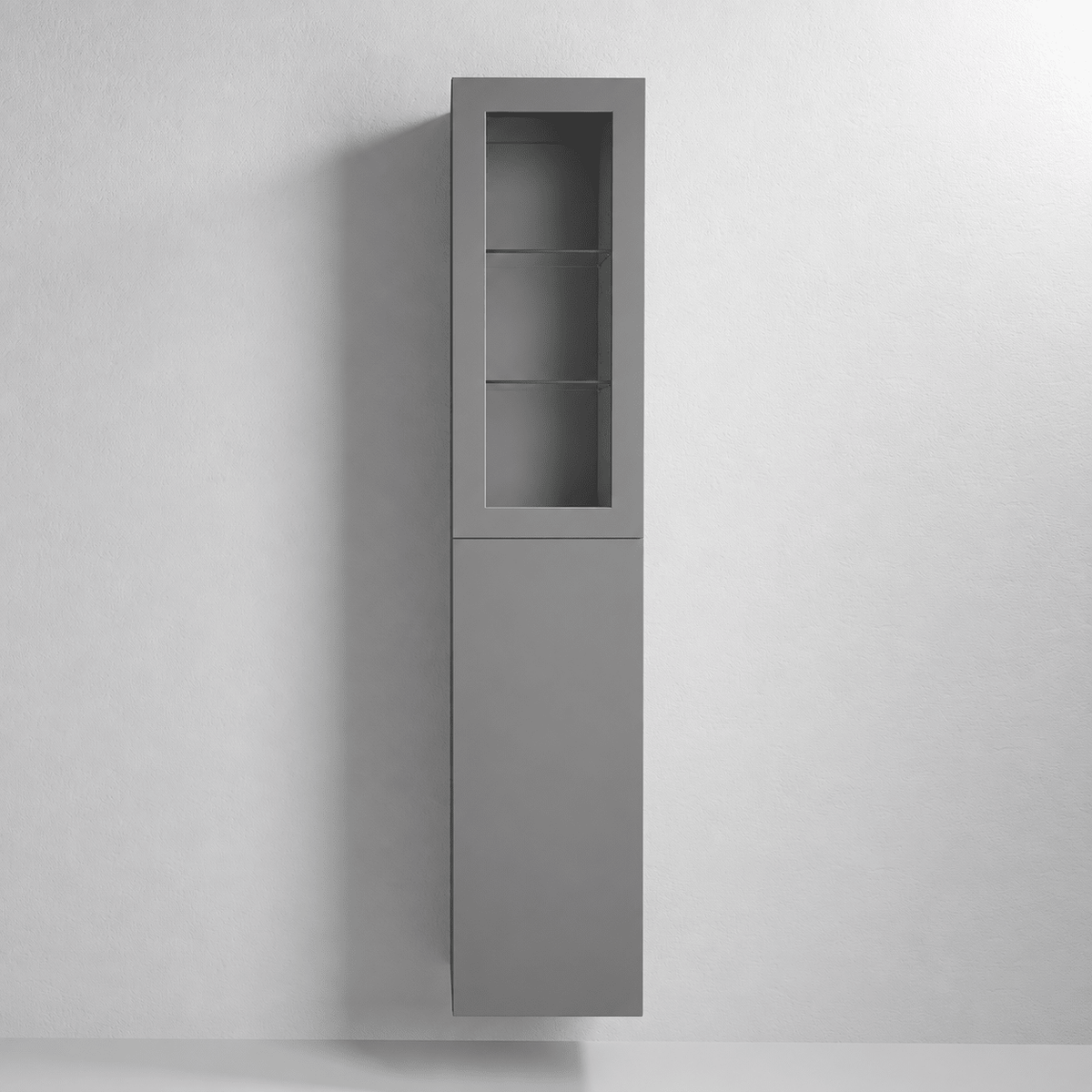 Tall Cabinet with Classic Door and Glass Door - 35x32x174 cm - Matt Grey - Oslo - MASTERSTORE - 8595677182002 - Tall Cabinets - 70-035-00-03-41 - 8595677182002