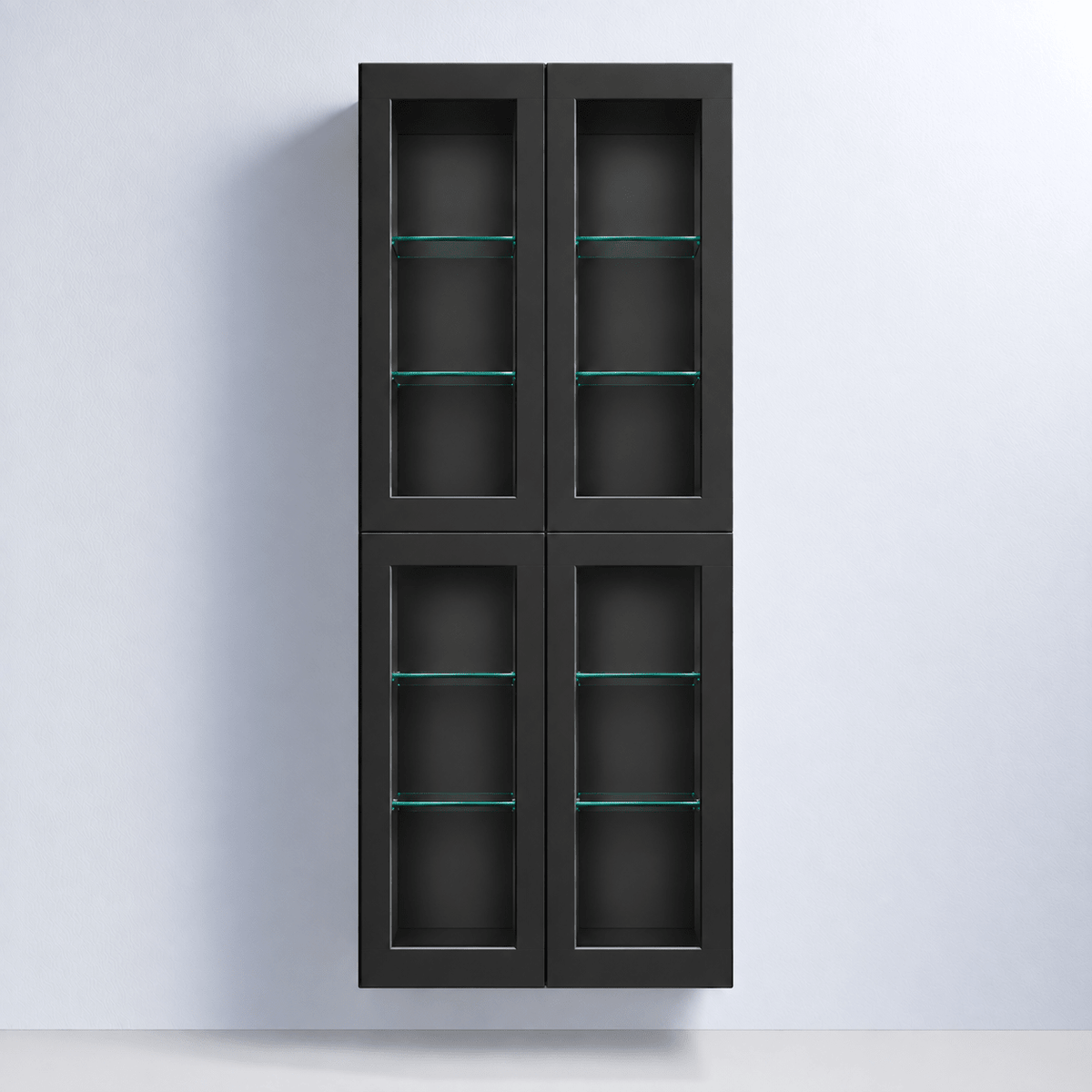 Tall Cabinet with 2 Framed Glass Doors - 70x45x174 cm - Matt Black - Stockholm - MASTERSTORE - 8595677182583 - Tall Cabinets - 71-070-00-02-42 - 8595677182583