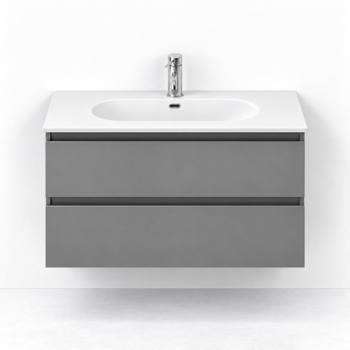 Vanity unit 80 cm in matt grey with white basin - Skagen - MASTERSTORE - 8595677151046 - Vanity Units - 73-080-72-03-30 - 8595677151046