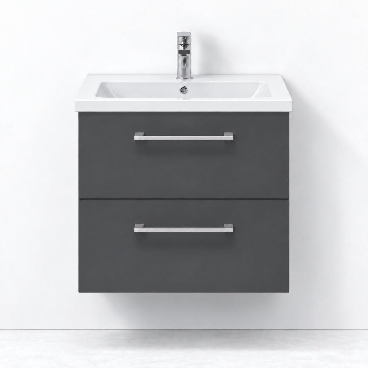 Vanity unit 60 cm in anthracite grey with porcelain basin - Viggo - MASTERSTORE - 8595677174960 - Vanity Units - 75-060-68-43-50 - 8595677174960