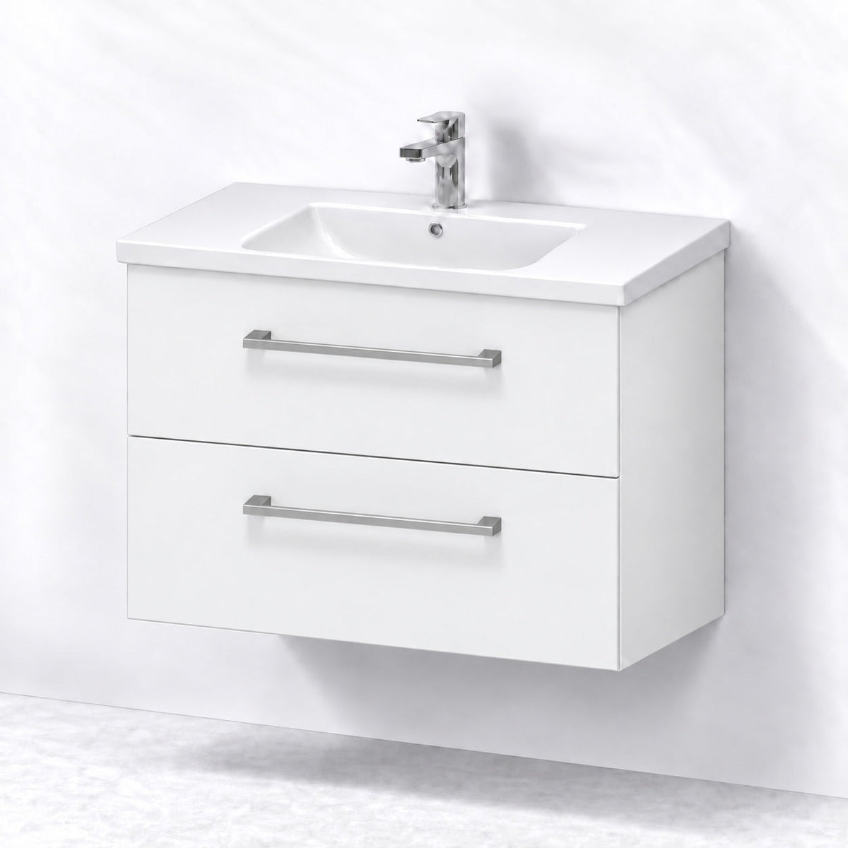 Vanity unit 80 cm in matt white with porcelain basin - Viggo - MASTERSTORE - 8595677175097 - Vanity Units - 75-080-68-01-50 - 8595677175097