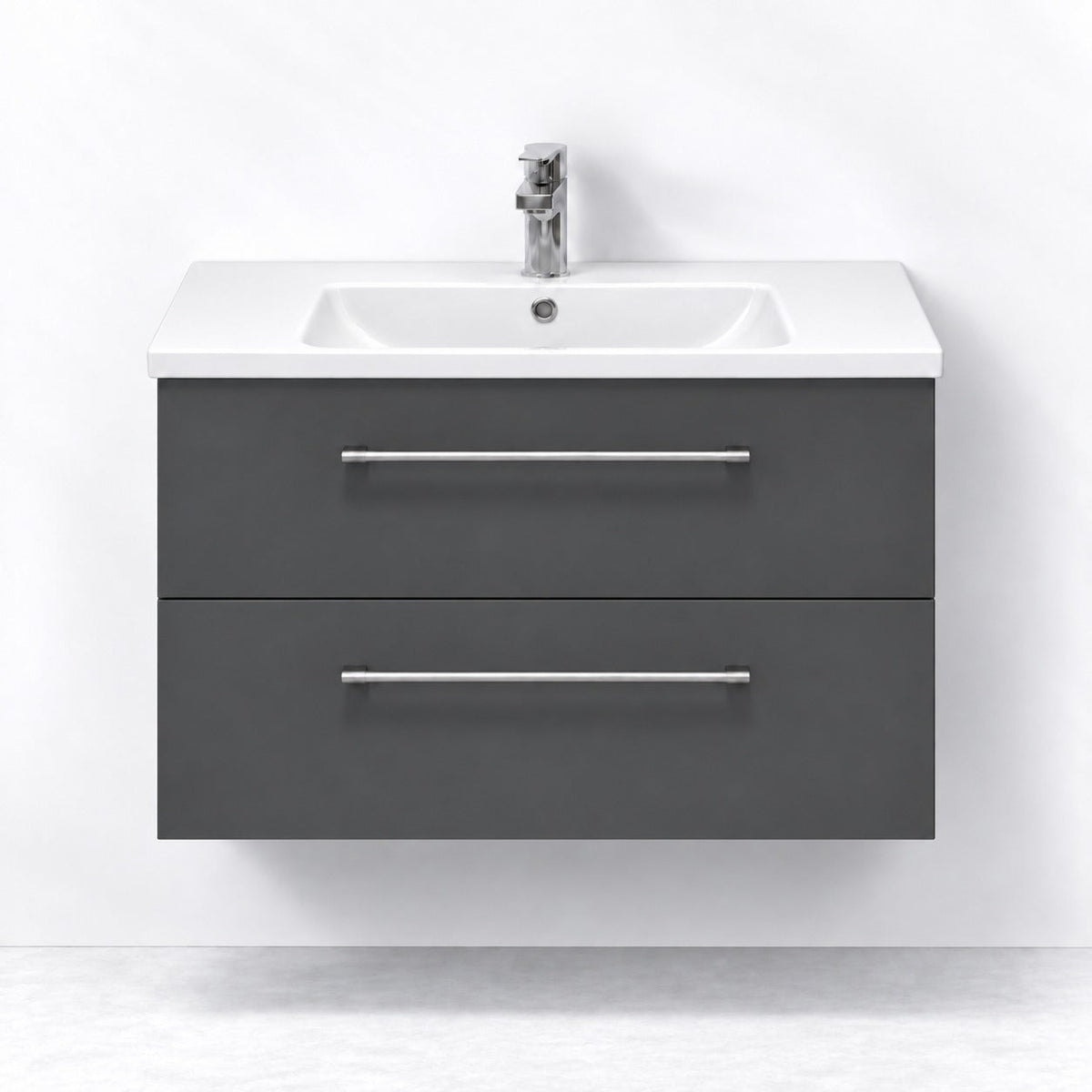 Vanity unit 80 cm in anthracite grey with porcelain basin - Melhus - MASTERSTORE - 8595677171990 - Vanity Units - 75-080-68-43-40 - 8595677171990