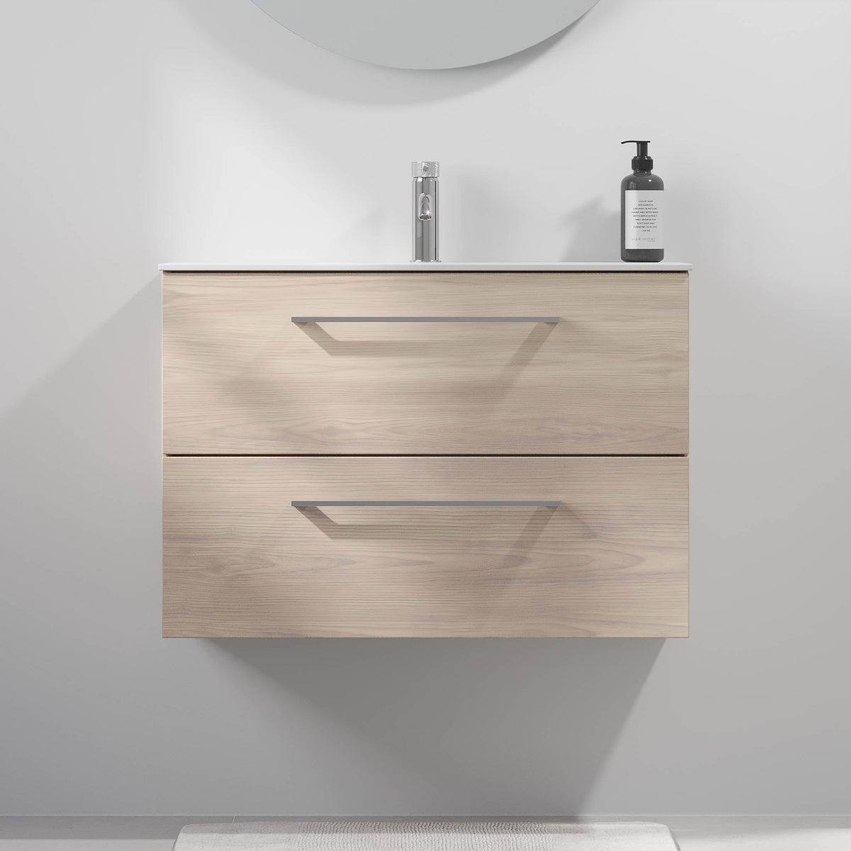 Vanity unit 80 cm in grey wood with Solid Surface basin - Harstad - MASTERSTORE - 8595677189742 - Vanity Units - 75-080-72-33-40 - 8595677189742