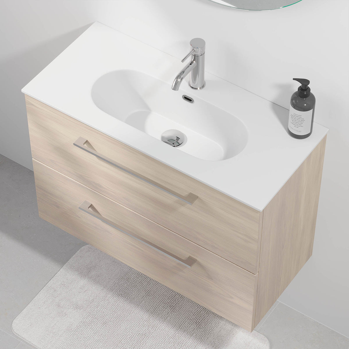 Vanity unit 80 cm in grey wood with Solid Surface basin - Harstad - MASTERSTORE - 8595677189742 - Vanity Units - 75-080-72-33-40 - 8595677189742