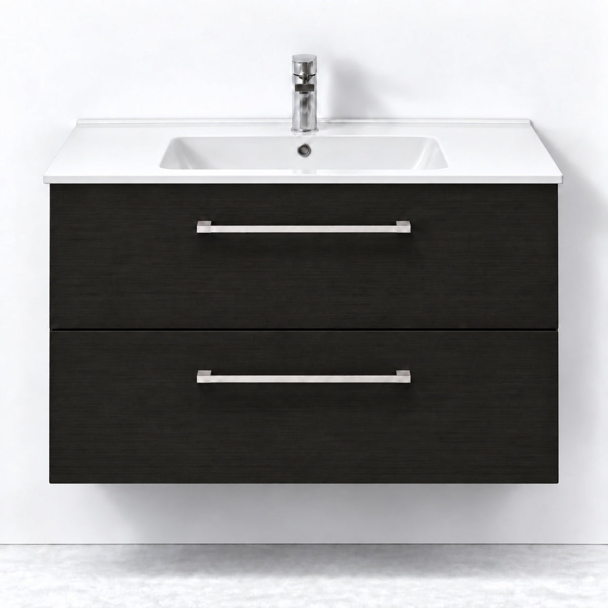 Vanity unit 90 cm black wood, porcelain basin - Adam - MASTERSTORE - 8595677174441 - Vanity Units - 75-090-50-22-50 - 8595677174441