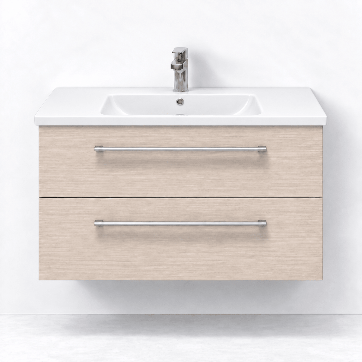 Vanity unit 100 cm in grey wood with porcelain basin - Melhus - MASTERSTORE - 8595677172072 - Vanity Units - 75-100-68-33-40 - 8595677172072