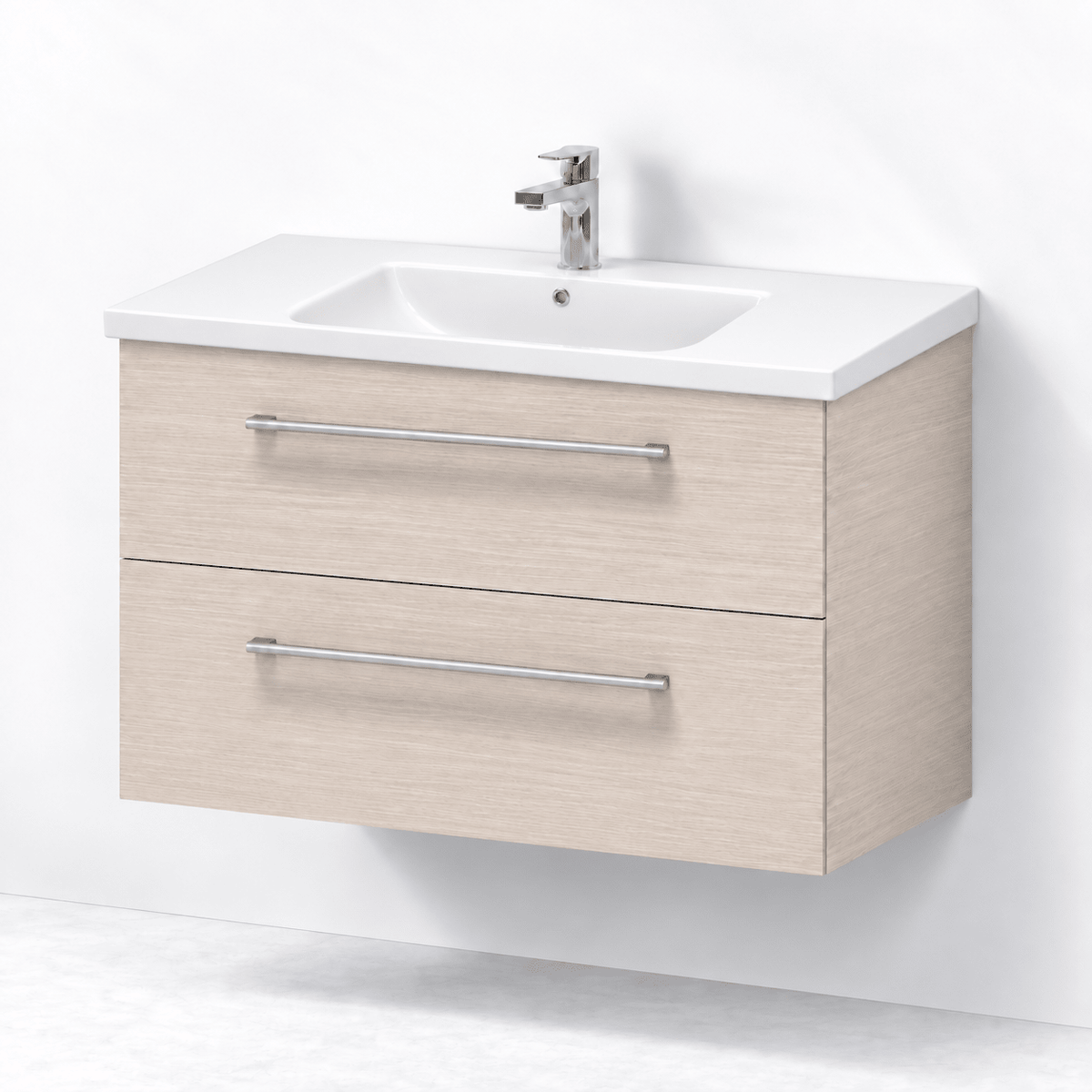 Vanity unit 100 cm in grey wood with porcelain basin - Viggo - MASTERSTORE - 8595677175059 - Vanity Units - 75-100-68-33-50 - 8595677175059