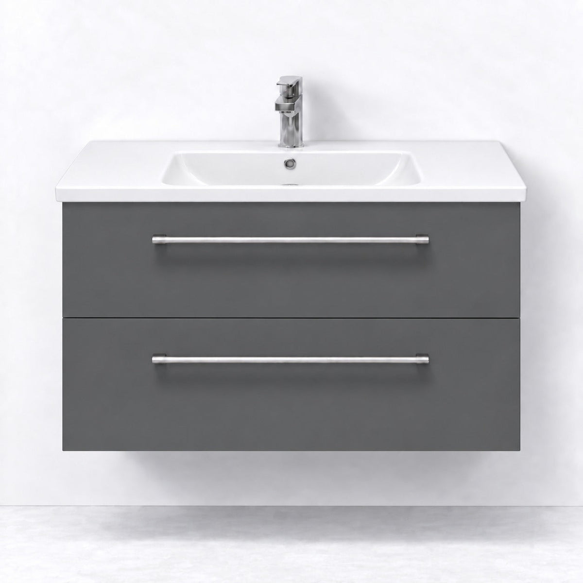 Vanity unit 100 cm in anthracite grey with porcelain basin - Melhus - MASTERSTORE - 8595677172010 - Vanity Units - 75-100-68-43-40 - 8595677172010