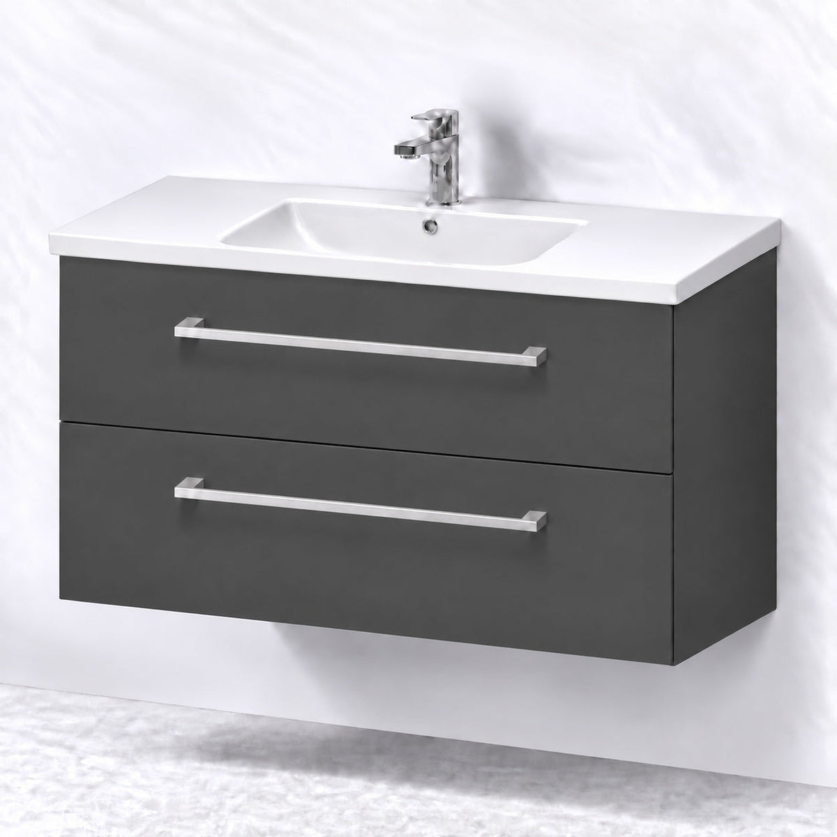 Vanity unit 100 cm in anthracite grey with porcelain basin - Viggo - MASTERSTORE - 8595677174991 - Vanity Units - 75-100-68-43-50 - 8595677174991