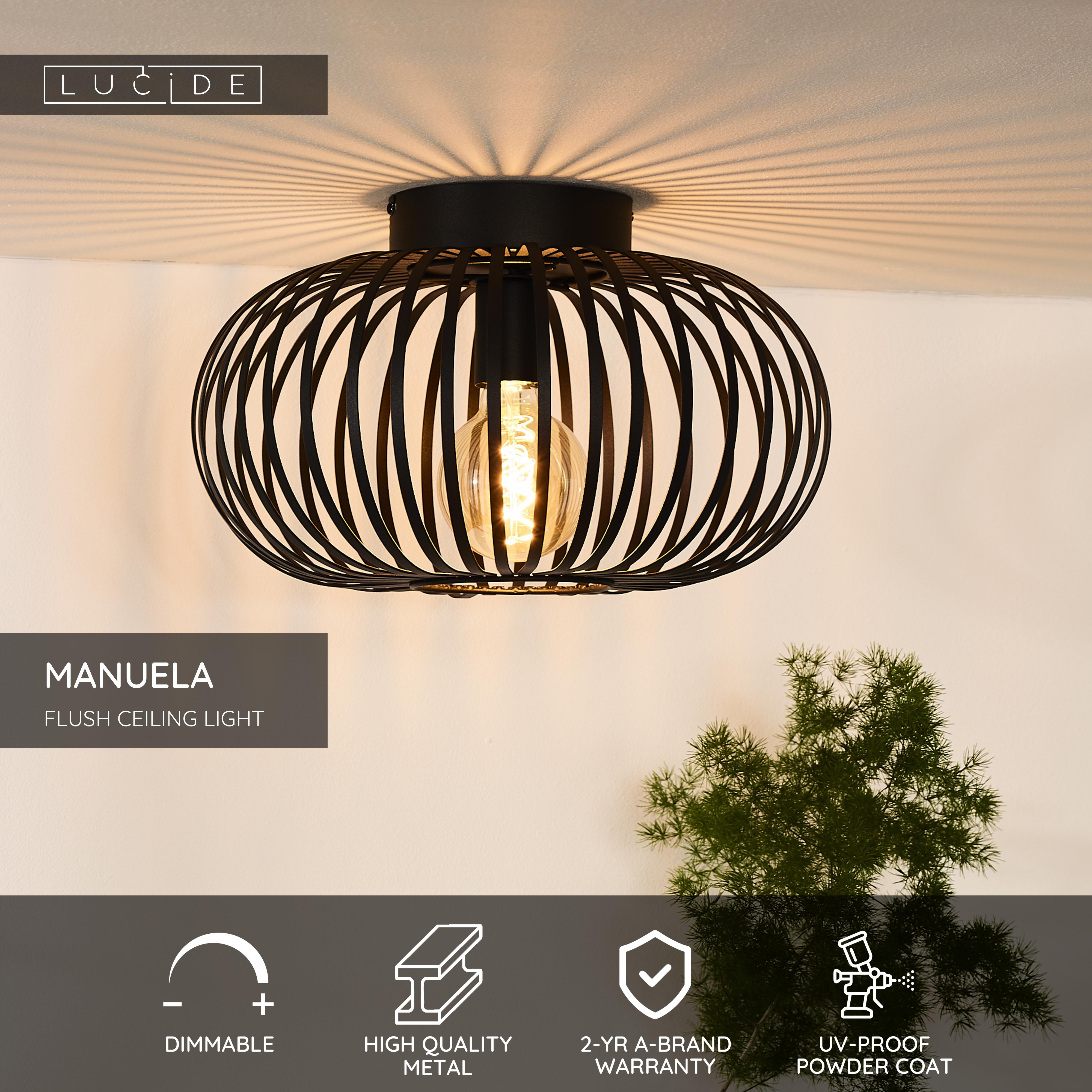 Manuela, Taklampa, Svart - 39,5 cm