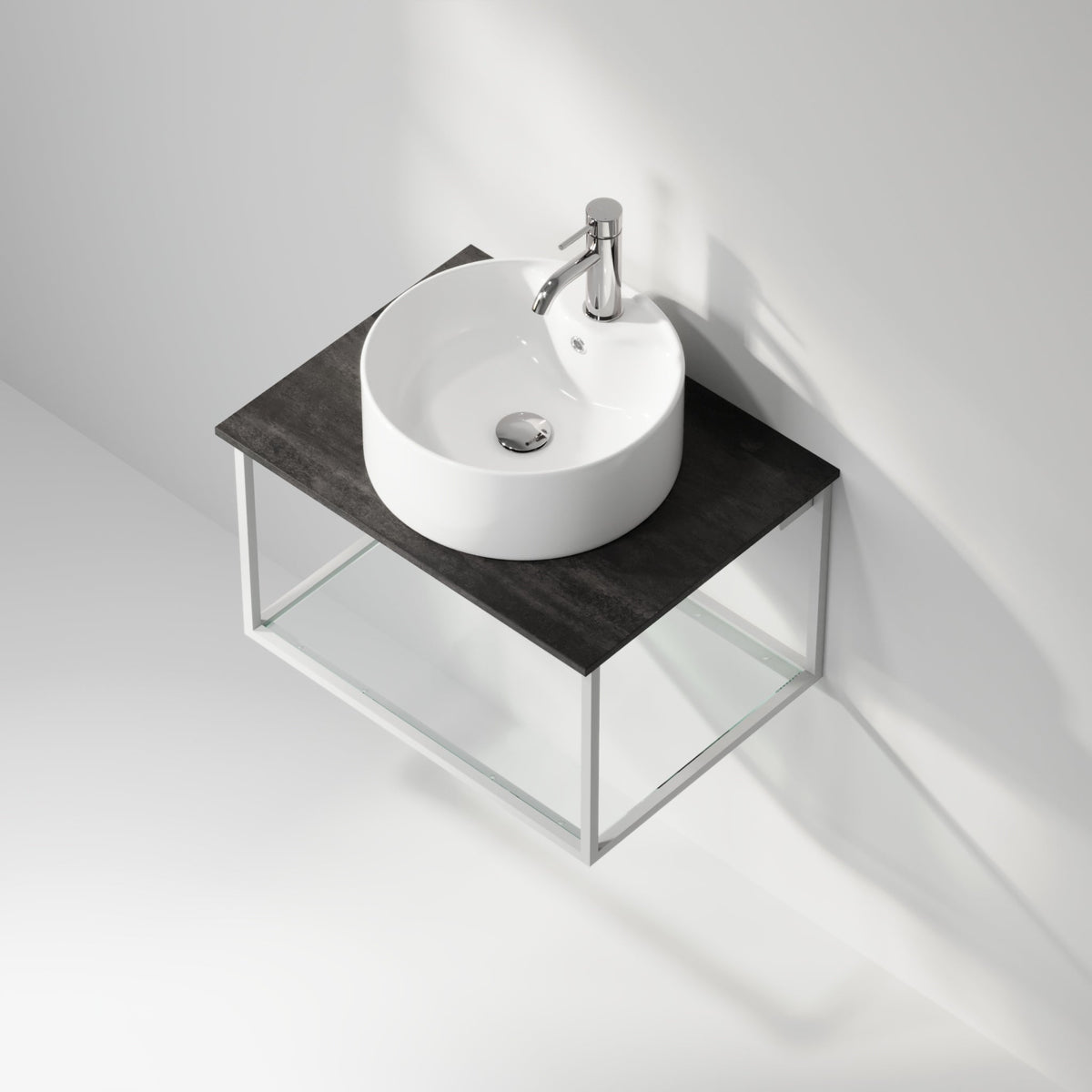 Vanity unit 60 cm in matt white with glass shelf - Stenstorp - MASTERSTORE - 8595677159950 - Vanity Units - 79-060-11-01-40 - 8595677159950