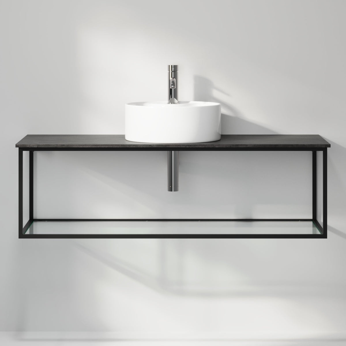 Vanity unit 120 cm in matt black with glass shelf - Stenstorp - MASTERSTORE - 8595677160024 - Vanity Units - 79-120-11-02-40 - 8595677160024