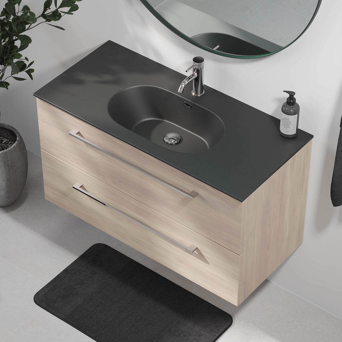 Horten, Furniture Set - Basin & Cabinet, Grey Wood - 60 cm - MASTERSTORE - 8595677190939 - Furniture Set - Code - 75-060-60-33-41 - 8595677190939
