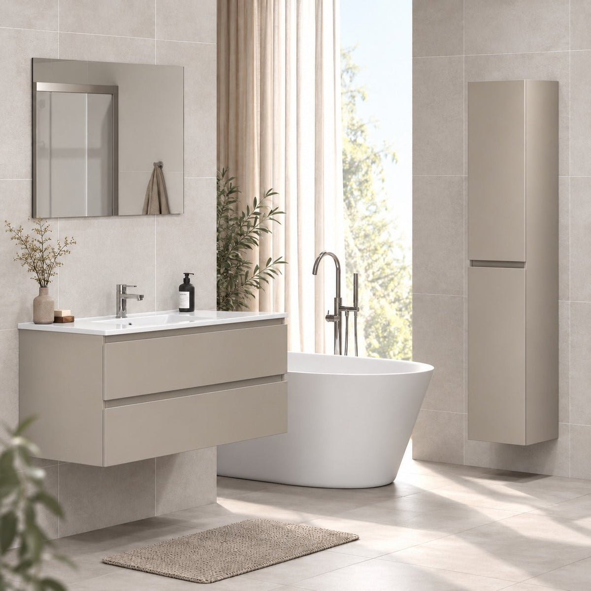 Bathroom furniture with classic integrated fronts - 90x46x50 cm - marakesh - ceramic basin - Kenwood - MASTERSTORE - 8595677193688 - Vanity Units - 80-090-04-29-01 - 8595677193688