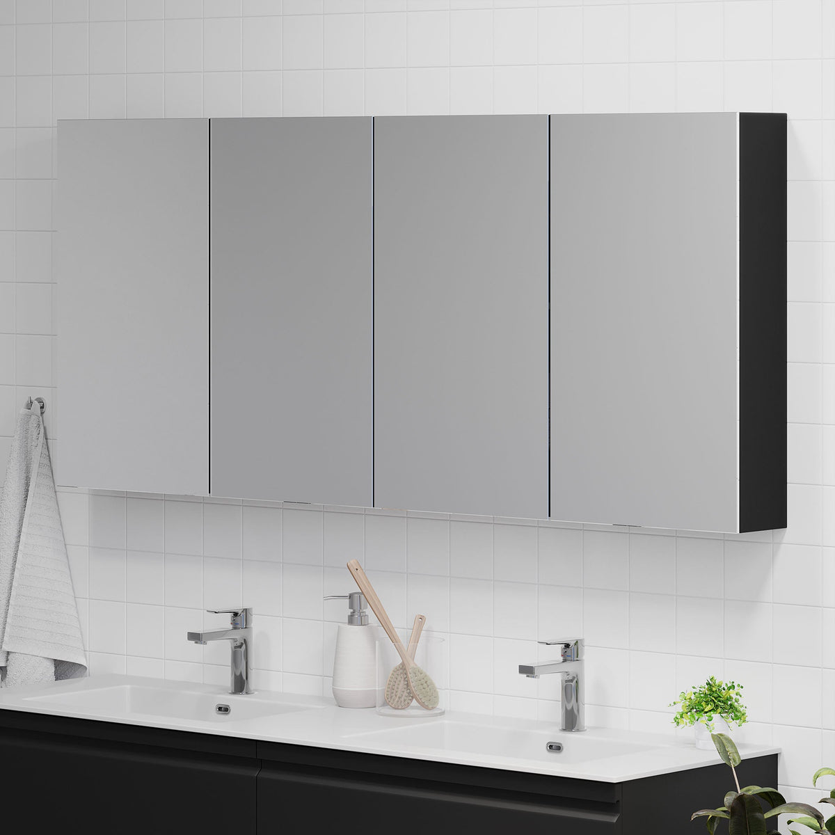 Mirror Cabinet - 160x14x70 cm - Matt Black - Idse - MASTERSTORE - 8595677176872 - Mirror Cabinets - 82-160-40-02-00 - 8595677176872