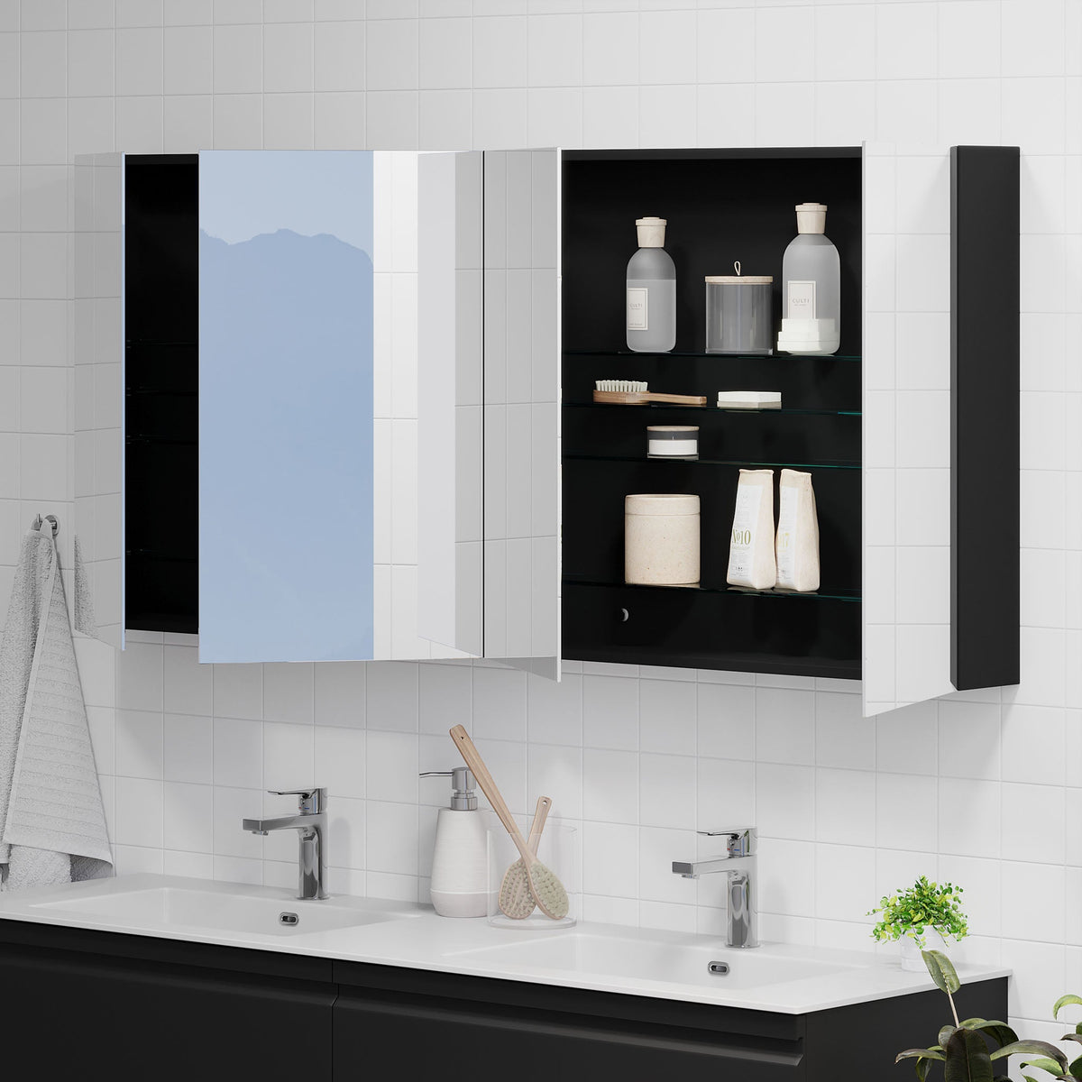 Mirror Cabinet - 160x14x70 cm - Matt Black - Idse - MASTERSTORE - 8595677176872 - Mirror Cabinets - 82-160-40-02-00 - 8595677176872