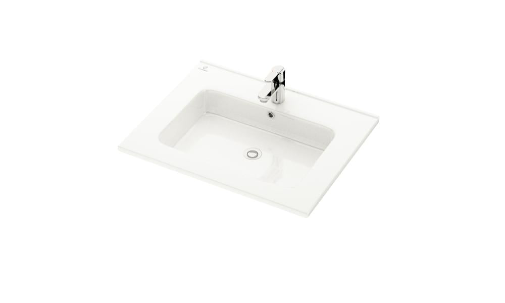 Tvättställ till badrumsmöbel - 60x46x1,5 cm - sanitetsporslin - vit - Lillehammer - Tvättställ - Lillehammer, Wash Basin, White Glossy - 60 cm - MASTERSTORE - 8594175640625 - Wash Basin - 06 - 060 - 01 - 11 - 00 - 8594175640625 - 