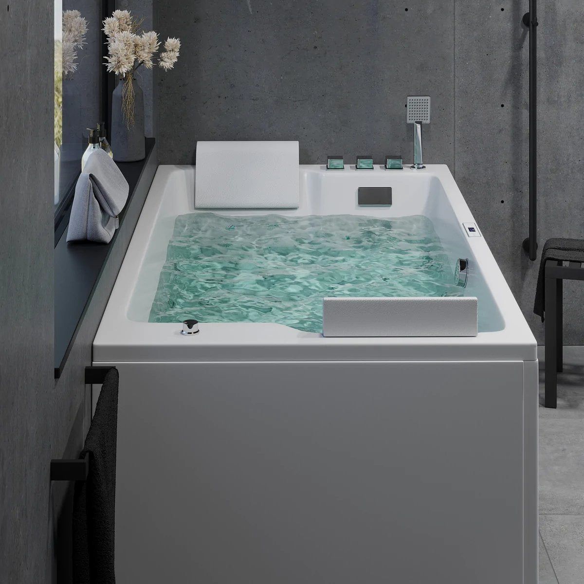 Rektangulärt bubbelbadkar - luft - och vattenmassage - 170x100x65 cm - "ansikte mot ansikte" - med värme - vit - Skibstrup - Bubbelbadkar - Rectangular whirlpool bathtub - air and hydromassage - 170x100x65 cm - "face - to - face" - with heat - white - Skibstrup - MASTERSTORE - 8594175641899 - Whirpool Bathtub - 12 - 170 - 19 - 11 - 00 - 8594175641899 - 