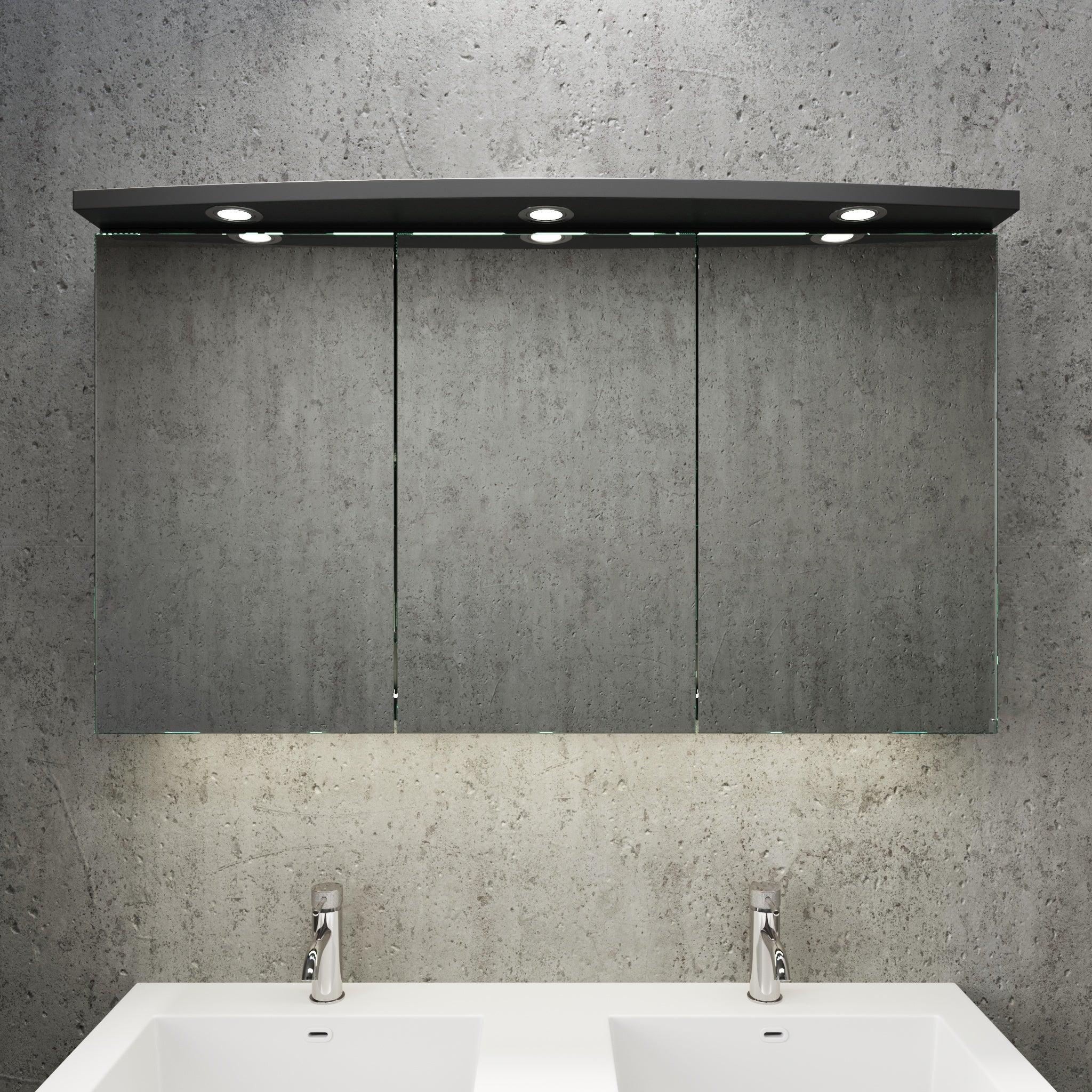 Fredrikstad Spegelskåp med LED belysning, Rund, Svart Matt