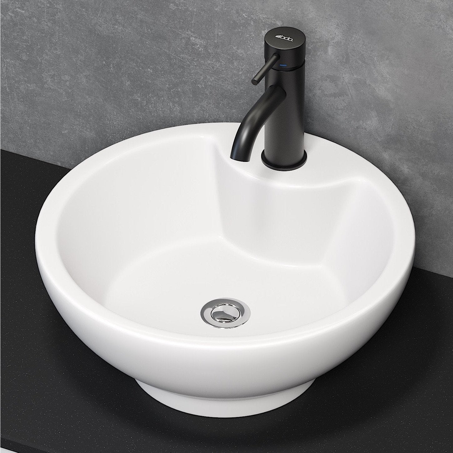 Fristående runt tvättställ - Ø40x16,4 cm - sanitetsporslin - vit - Drammen - Tvättställ - Drammen, Wash Basin, White Glossy - 40,1 cm - MASTERSTORE - 8594175643817 - Wash Basin - 06 - 045 - 11 - 11 - 00 - 8594175643817 - 