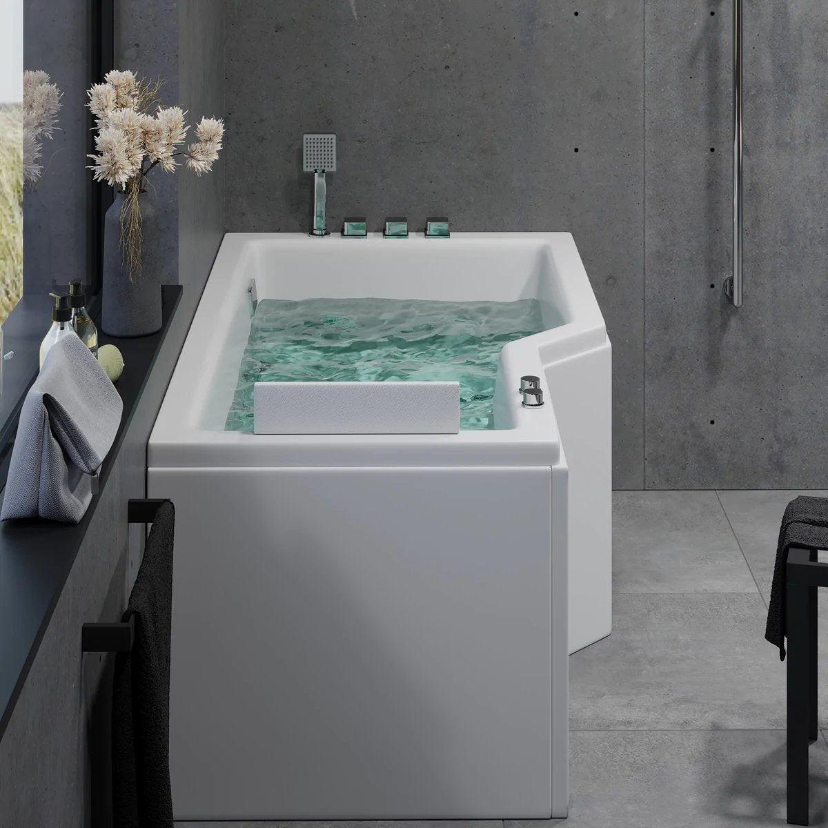 Asymmetriskt bubbelbadkar - luft - och vattenmassage - 150x85x63 cm - högervänd - med värme - vit - Ulstrup - Bubbelbadkar - Svensmarke, Whirpool, White Glossy - 150 cm - MASTERSTORE - 8594175644616 - Whirpool - 12 - 150 - 15 - 11 - 00 - 8594175644616 - 