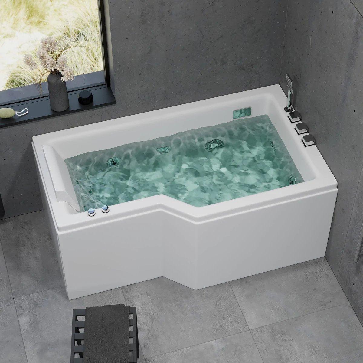 Asymmetriskt bubbelbadkar - luft - och vattenmassage - 150x85x63 cm - högervänd - med värme - vit - Ulstrup - Bubbelbadkar - Svensmarke, Whirpool, White Glossy - 150 cm - MASTERSTORE - 8594175644616 - Whirpool - 12 - 150 - 15 - 11 - 00 - 8594175644616 - 