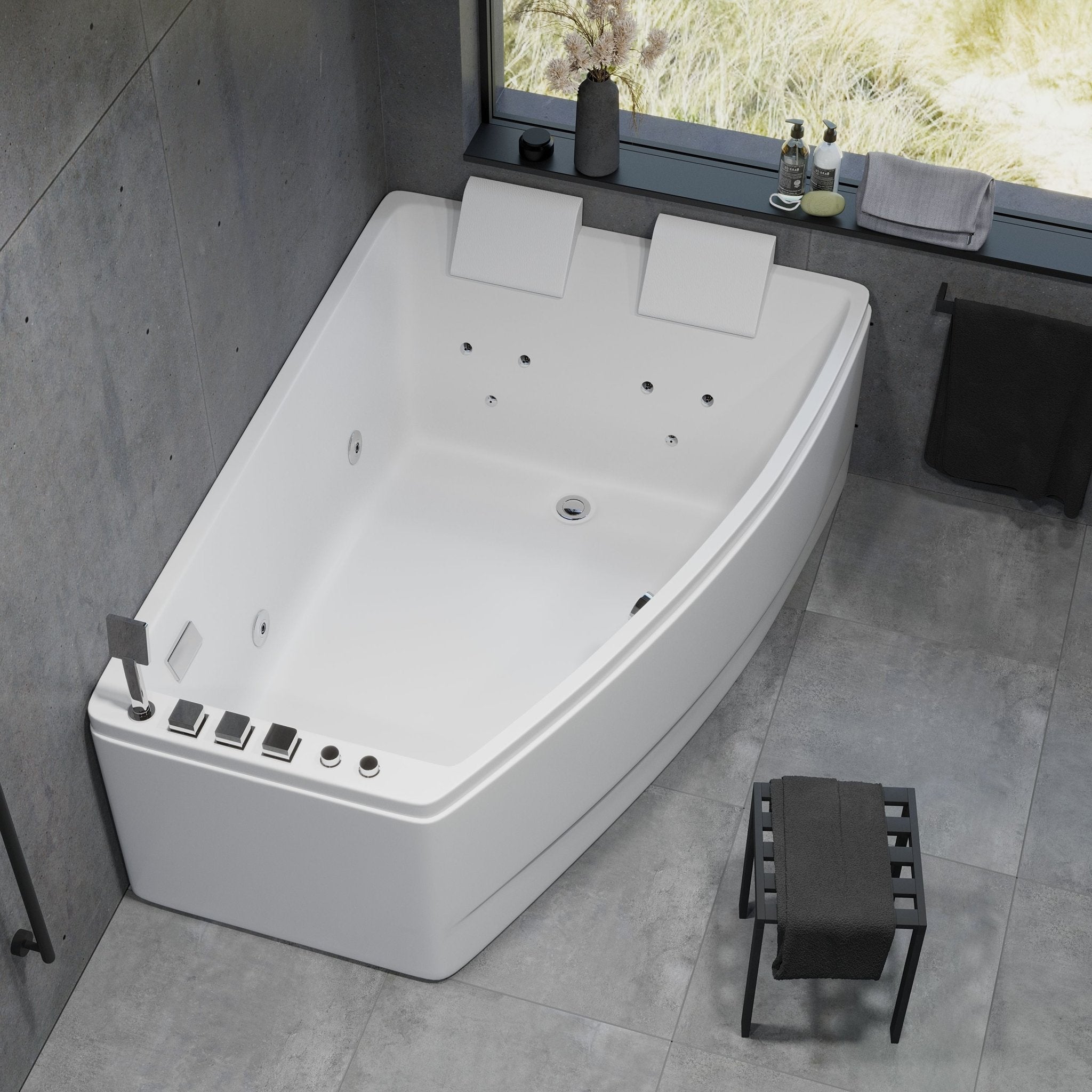 Asymmetriskt bubbelbadkar - luft - och vattenmassage - 160x120x65 cm - högervänd - med värme - vit - Vejlefjord - Bubbelbadkar - Vejlefjord, Whirpool, White Glossy - 160 cm - MASTERSTORE - 8594175644920 - Whirpool - 12 - 160 - 09 - 11 - 00 - 8594175644920 - 