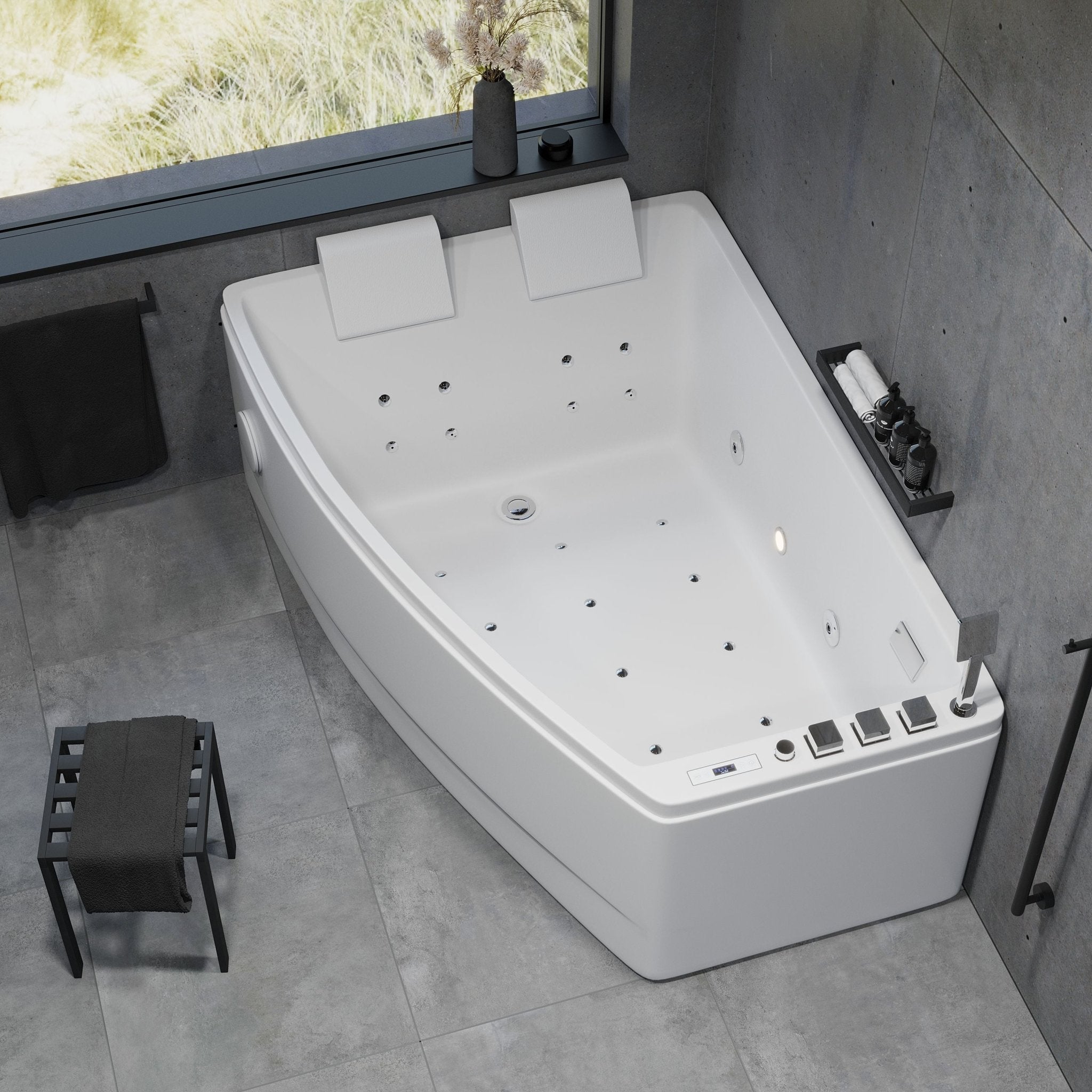 Asymmetriskt bubbelbadkar - luft - och vattenmassage - 160x120x65 cm - vänstervänd - med värme - vit - Vejlefjord - Bubbelbadkar - Vejlefjord, Whirpool, White Glossy - 160 cm - MASTERSTORE - 8594175646634 - Whirpool - 12 - 160 - 12 - 11 - 00 - 8594175646634 - 