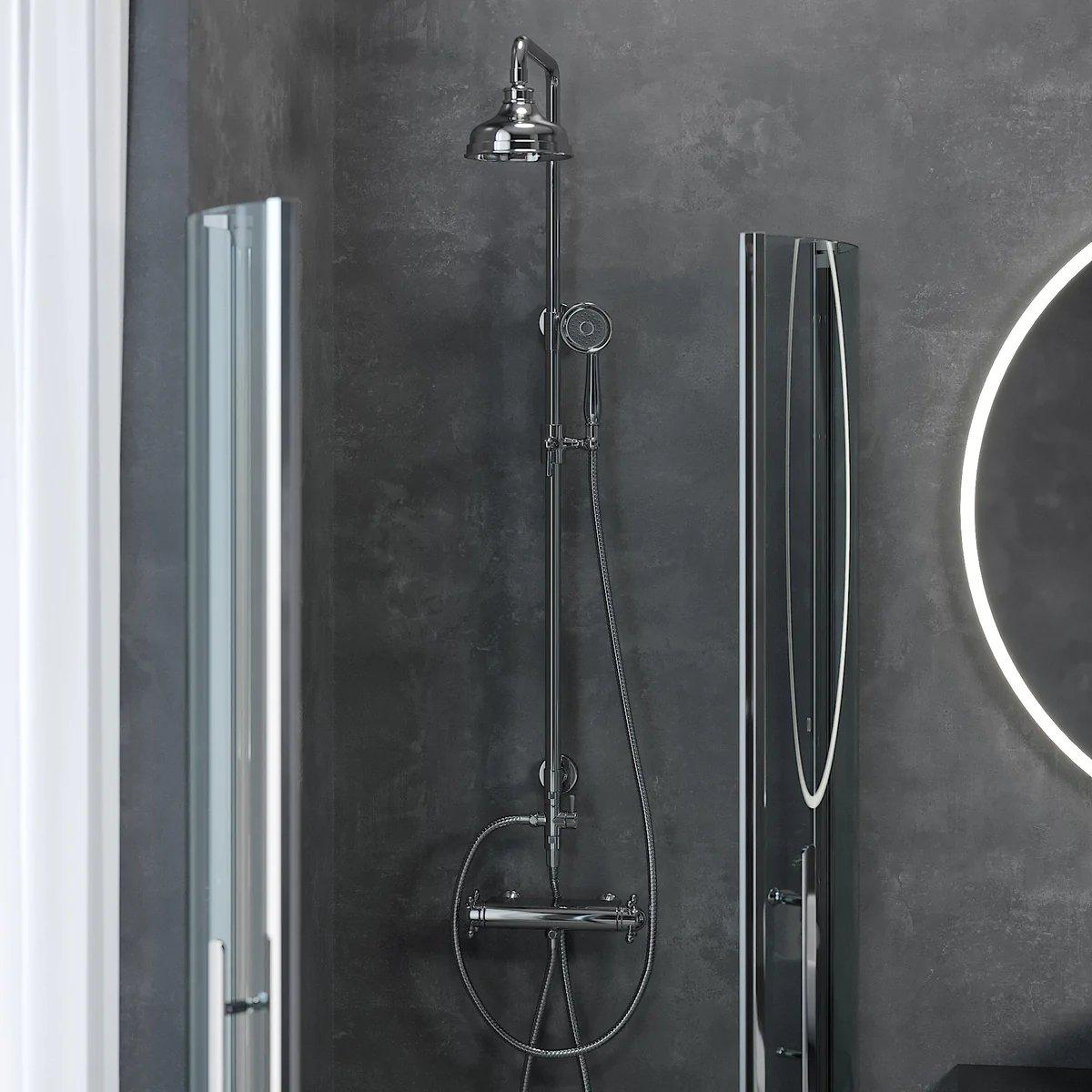 Retro duschset med tak - och handdusch - blank mässing - Ærøskøbing - Takduschset - Ærøskøbing, Shower Tube Set, Brass - 15 cm - MASTERSTORE - 8595677102444 - Shower Tube Set - 31 - 120 - 04 - 64 - 00 - 8595677102444 - 