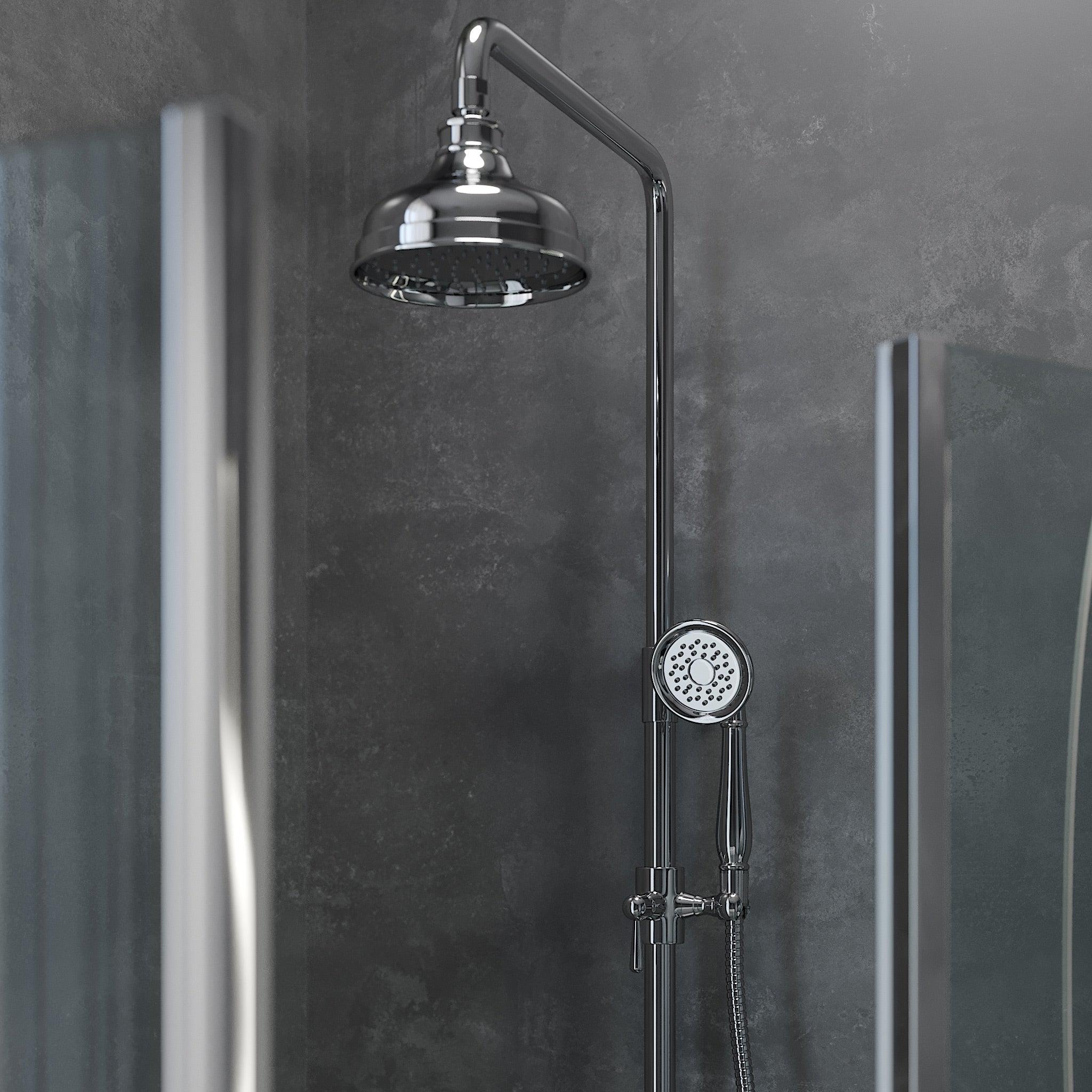 Retro duschset med tak - och handdusch - blank mässing - Ærøskøbing - Takduschset - Ærøskøbing, Shower Tube Set, Brass - 15 cm - MASTERSTORE - 8595677102444 - Shower Tube Set - 31 - 120 - 04 - 64 - 00 - 8595677102444 - 