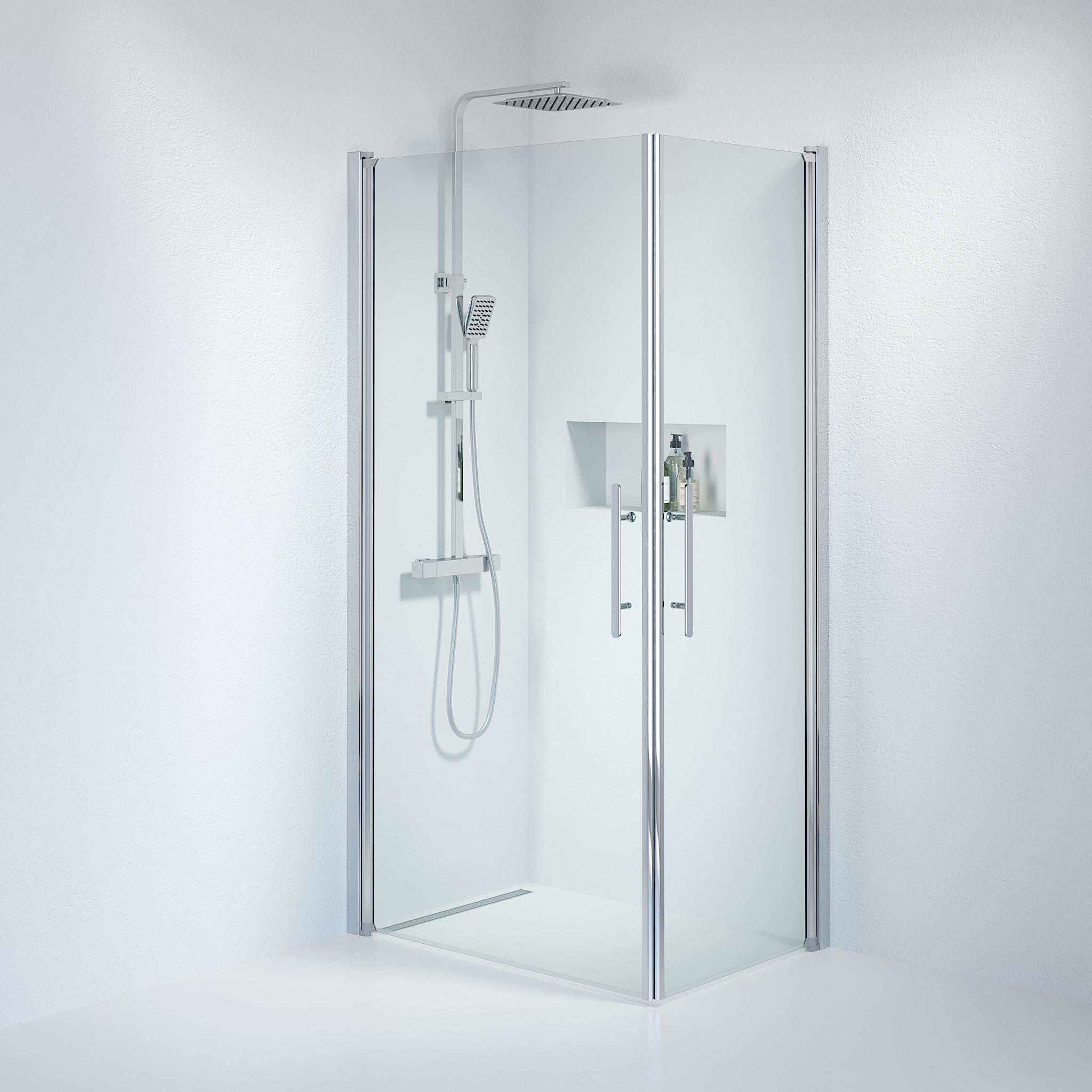 Duschhörna fyrkantig 70x80x198 cm - 6 mm klart nanoglas - kromprofil - Vänern - Duschhörn - Square - Clear, Shower Enclosure Set - Code, Clear/Chrome - 70 cm - MASTERSTORE - 8595677120363 - Shower Enclosure Set - Code - 36 - 708 - 60 - 50 - 00 - 8595677120363 - 