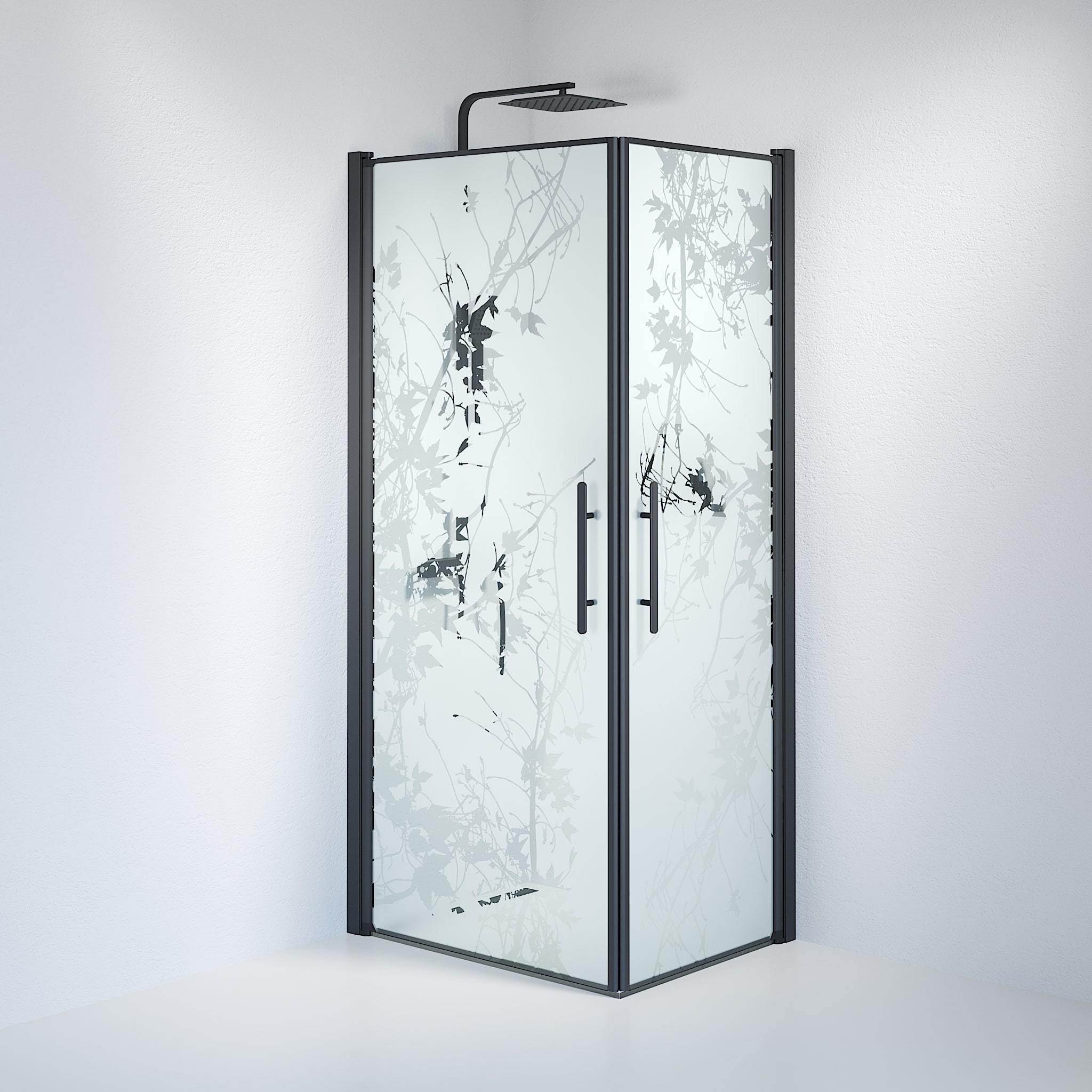 Duschhörna fyrkantig 80x80x198 cm - 6 mm frostad dekor nanoglas - svart profil - Vänern - Duschhörn - Square - Decor, Shower Enclosure Set - Code, Decor/Black - 80 cm - MASTERSTORE - 8595677120714 - Shower Enclosure Set - Code - 36 - 808 - 02 - 54 - 00 - 8595677120714 - 