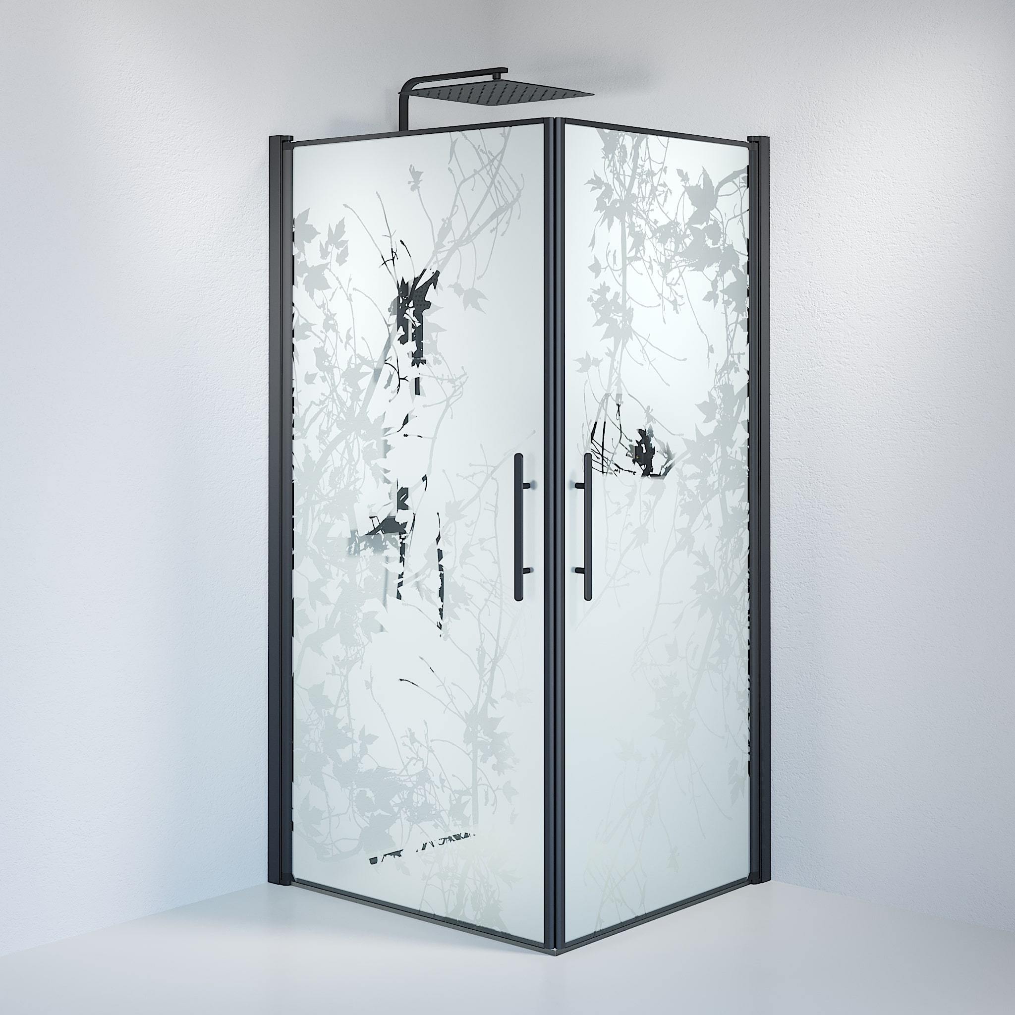 Duschhörna fyrkantig 80x80x198 cm - 6 mm frostad dekor nanoglas - svart profil - Vänern - Duschhörn - Square - Decor, Shower Enclosure Set - Code, Decor/Black - 80 cm - MASTERSTORE - 8595677120714 - Shower Enclosure Set - Code - 36 - 808 - 02 - 54 - 00 - 8595677120714 - 