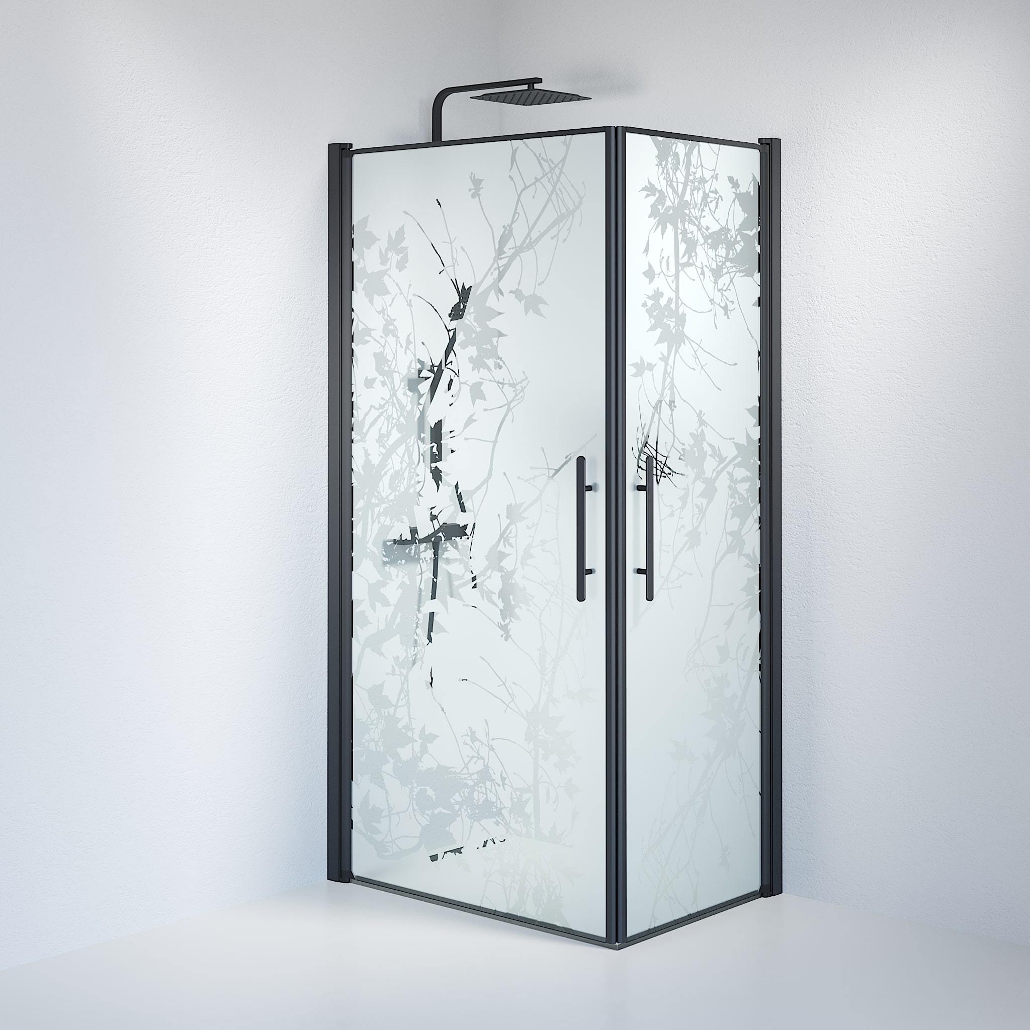 Duschhörna fyrkantig 80x80x198 cm - 6 mm frostad dekor nanoglas - svart profil - Vänern - Duschhörn - Square - Decor, Shower Enclosure Set - Code, Decor/Black - 80 cm - MASTERSTORE - 8595677120714 - Shower Enclosure Set - Code - 36 - 808 - 02 - 54 - 00 - 8595677120714 - 