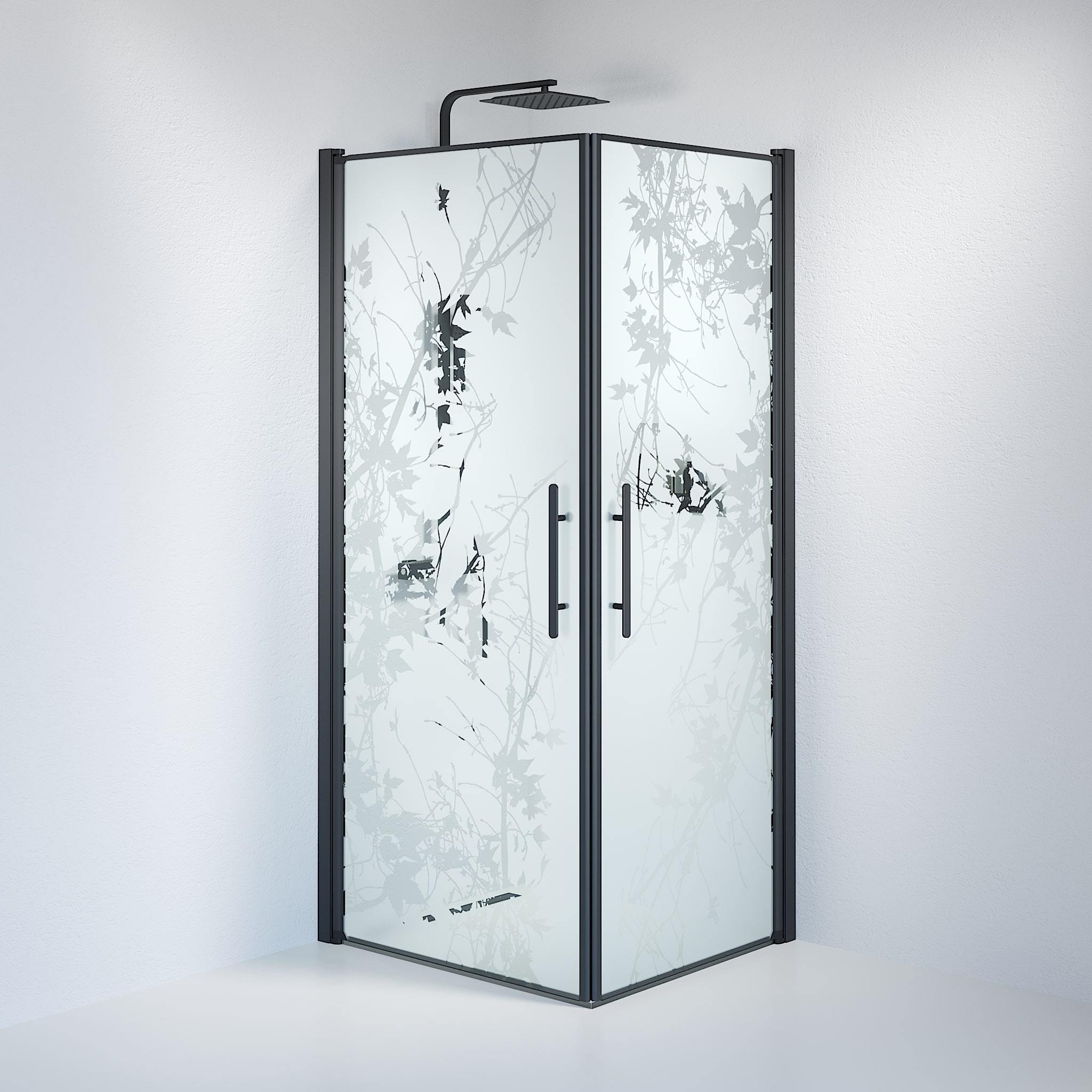 Duschhörna fyrkantig 80x80x198 cm - 6 mm frostad dekor nanoglas - svart profil - Vänern - Duschhörn - Square - Decor, Shower Enclosure Set - Code, Decor/Black - 80 cm - MASTERSTORE - 8595677120714 - Shower Enclosure Set - Code - 36 - 808 - 02 - 54 - 00 - 8595677120714 - 