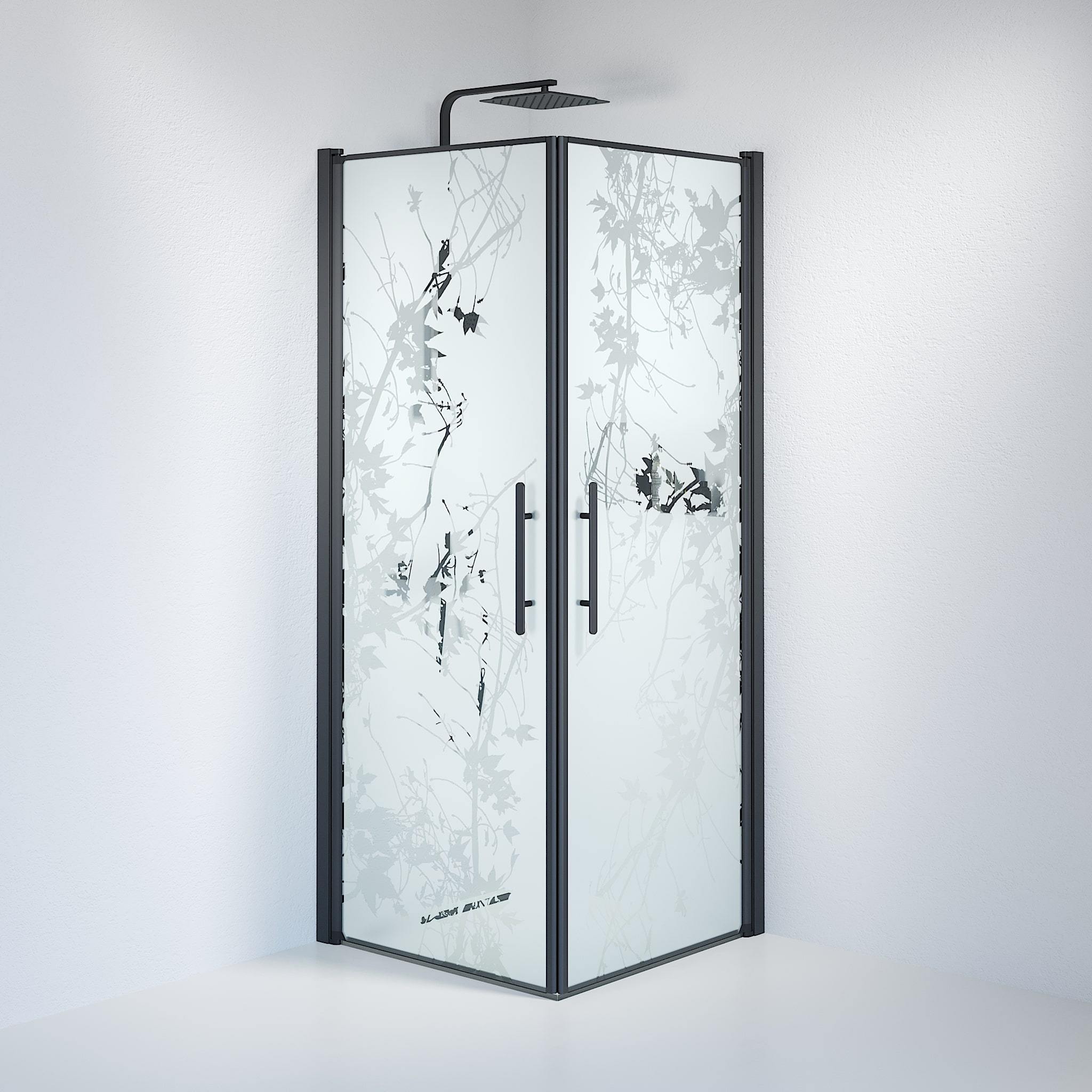 Duschhörna fyrkantig 80x80x198 cm - 6 mm frostad dekor nanoglas - svart profil - Vänern - Duschhörn - Square - Decor, Shower Enclosure Set - Code, Decor/Black - 80 cm - MASTERSTORE - 8595677120714 - Shower Enclosure Set - Code - 36 - 808 - 02 - 54 - 00 - 8595677120714 - 