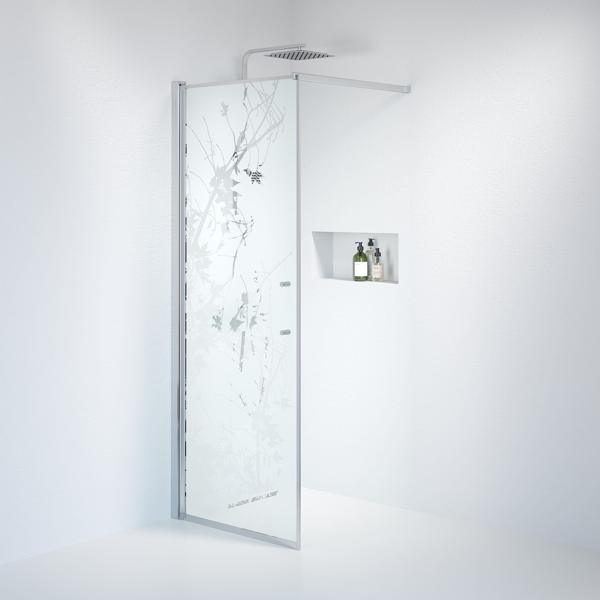 Fast duschvägg med stabiliseringsstag 80x198 cm - 6 mm frostad dekor nanoglas - kromprofil - Vänern - Duschväggar - Wall - Decor, Shower Enclosure Set - Code, Decor/Chrome - 80 cm - MASTERSTORE - 8595677121544 - Shower Enclosure Set - Code - 39 - 080 - 60 - 54 - 00 - 8595677121544 - 