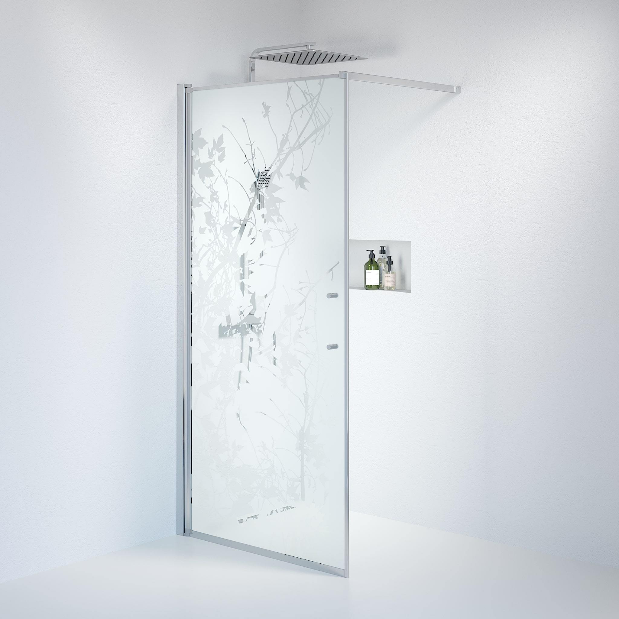 Fast duschvägg med stabiliseringsstag 80x198 cm - 6 mm frostad dekor nanoglas - kromprofil - Vänern - Duschväggar - Wall - Decor, Shower Enclosure Set - Code, Decor/Chrome - 80 cm - MASTERSTORE - 8595677121544 - Shower Enclosure Set - Code - 39 - 080 - 60 - 54 - 00 - 8595677121544 - 