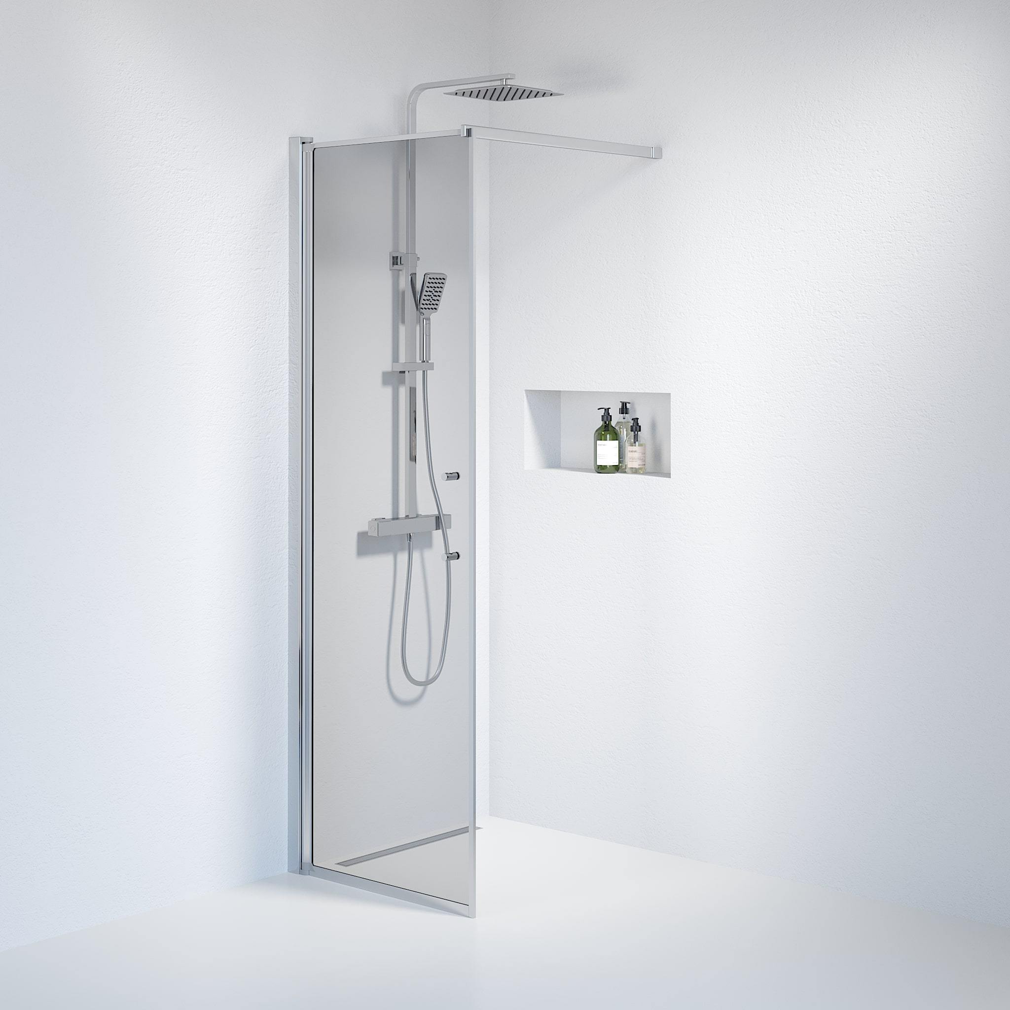 Fast duschvägg med stabiliseringsstag 80x198 cm - 6 mm rökfärgat nanoglas - kromprofil - Vänern - Duschväggar - Wall - Smoked, Shower Enclosure Set - Code, Smoked/Chrome - 80 cm - MASTERSTORE - 8595677121568 - Shower Enclosure Set - Code - 39 - 080 - 60 - 56 - 00 - 8595677121568 - 