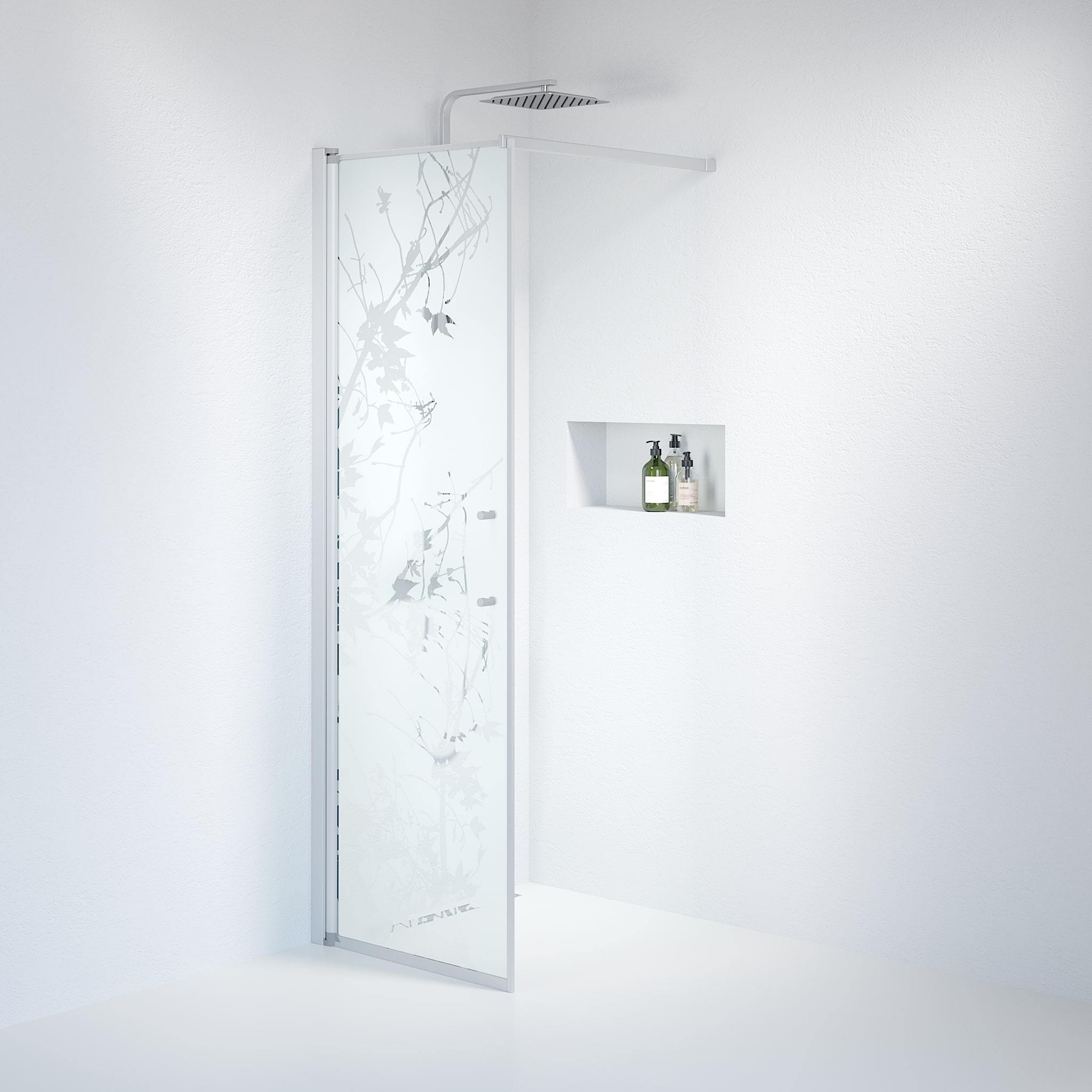 Fast duschvägg med stabiliseringsstag 80x198 cm - 6 mm frostad dekor nanoglas - borstad aluminiumprofil - Vänern - Duschväggar - Wall - Decor, Shower Enclosure Set - Code, Decor/Satin - 80 cm - MASTERSTORE - 8595677121582 - Shower Enclosure Set - Code - 39 - 080 - 67 - 54 - 00 - 8595677121582 - 