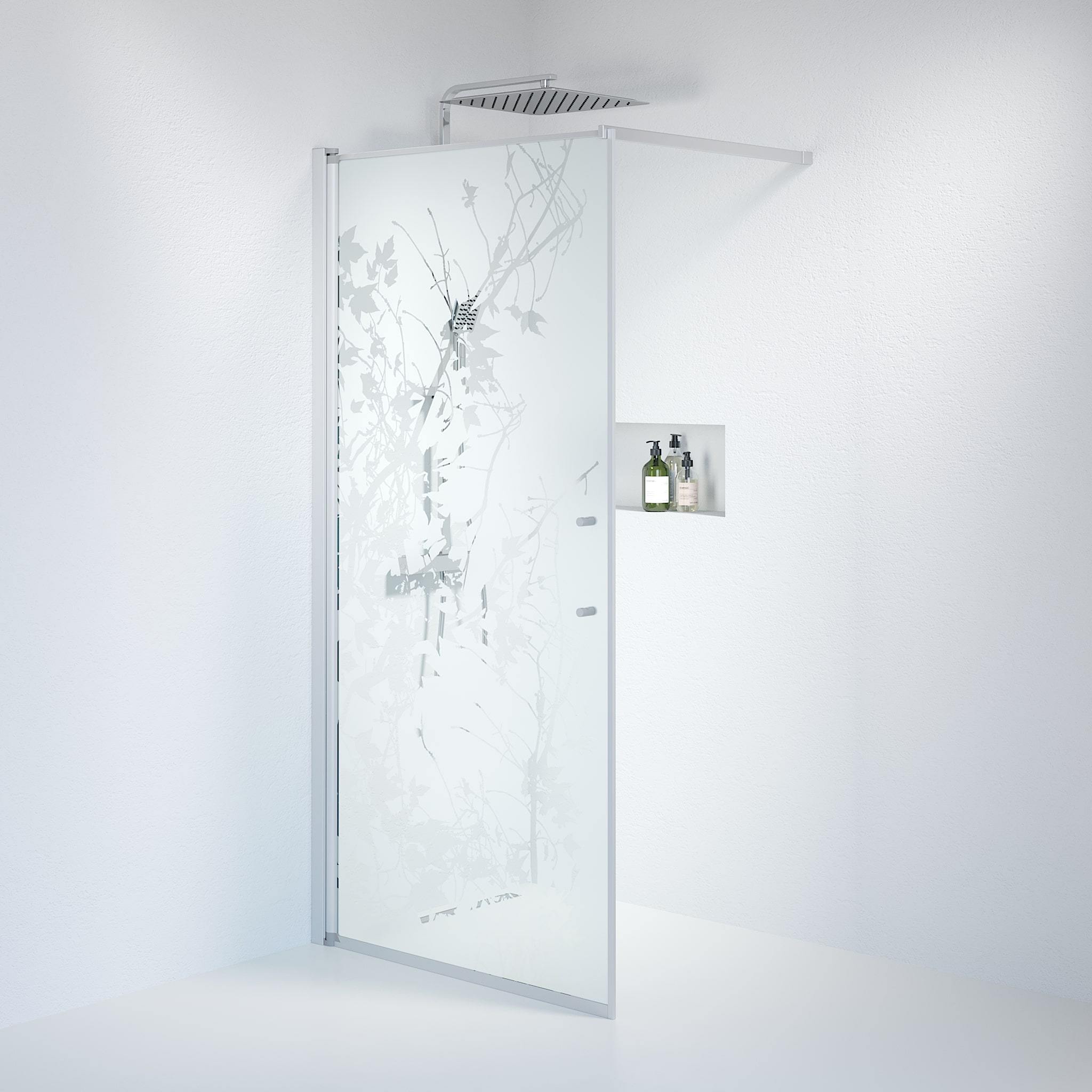 Fast duschvägg med stabiliseringsstag 80x198 cm - 6 mm frostad dekor nanoglas - borstad aluminiumprofil - Vänern - Duschväggar - Wall - Decor, Shower Enclosure Set - Code, Decor/Satin - 80 cm - MASTERSTORE - 8595677121582 - Shower Enclosure Set - Code - 39 - 080 - 67 - 54 - 00 - 8595677121582 - 