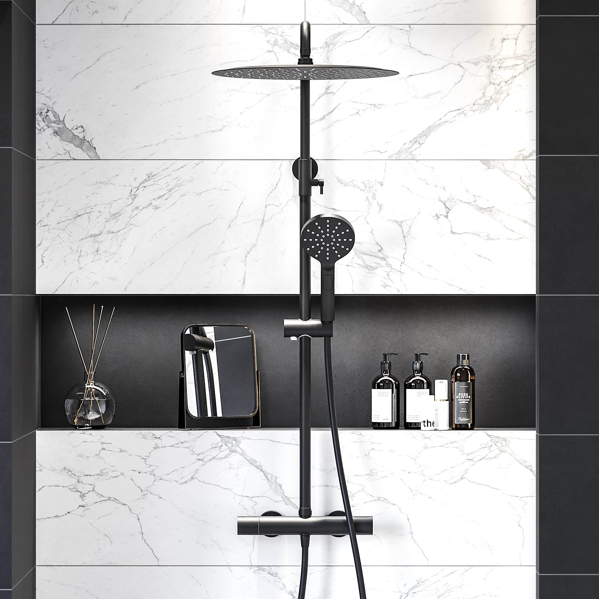 Dragør, Shower Tube Set, Black Mat - 16 cm - MASTERSTORE - 8595677128932 - Showersystem - 31-120-09-63-00 - 8595677128932
